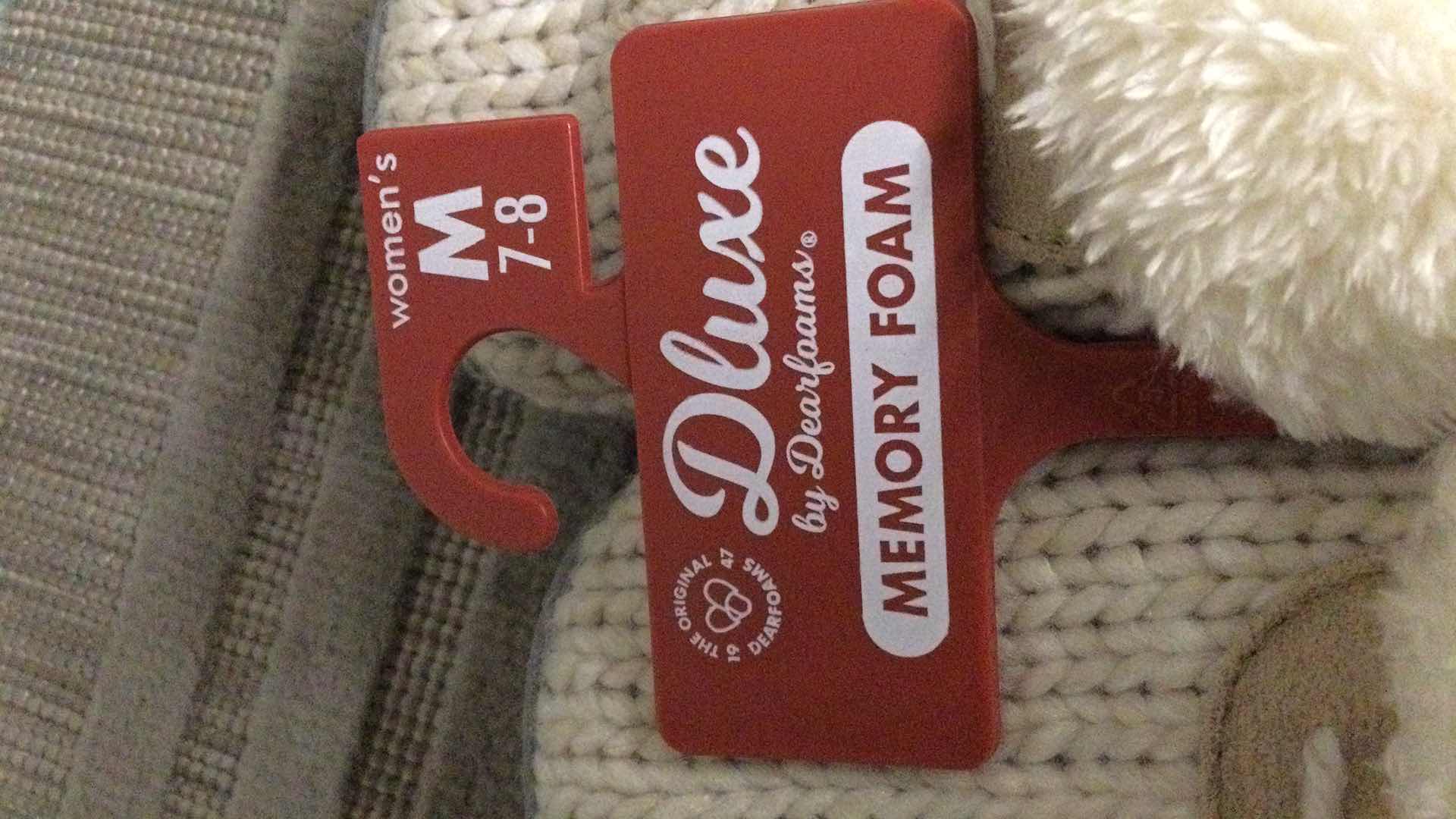 Photo 1 of NEW DLUX BY DEARFORMS MEMORY FOAM SLIPPERS LADIES SIZE: M 7/8 OATMEAL 2-PAIR