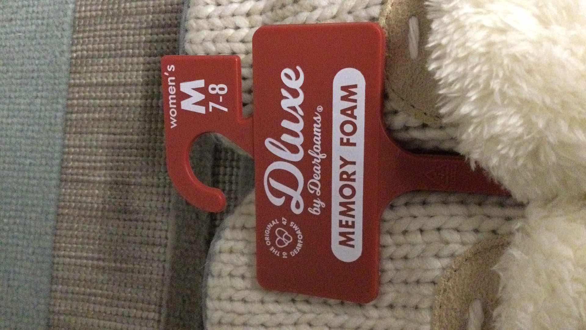 Photo 1 of NEW DLUX BY DEARFORMS MEMORY FOAM SLIPPERS LADIES SIZE: M 7/8 OATMEAL 2-PAIR