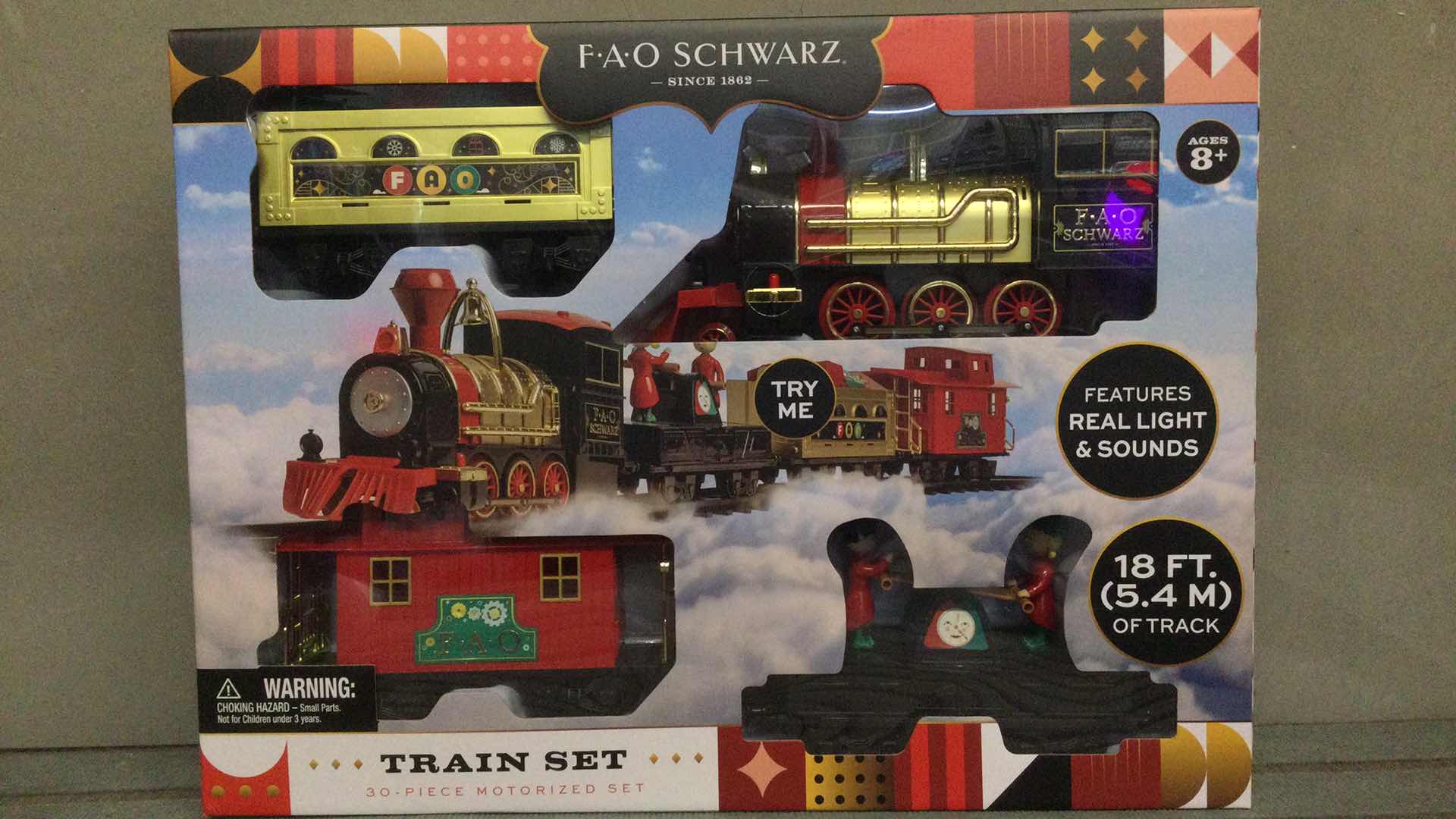 Photo 1 of NEW F.A.O. SCHWARZ TRAIN SET 30- PIECE MOTORIZED