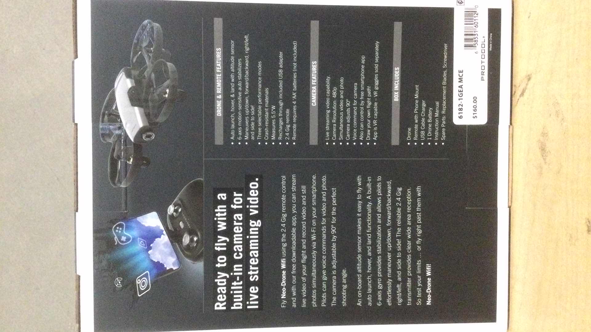 Photo 1 of NEW PROTOCOL NEO-DRONE, WIFI DRONE W/ LIVE STREAMING CAMERA