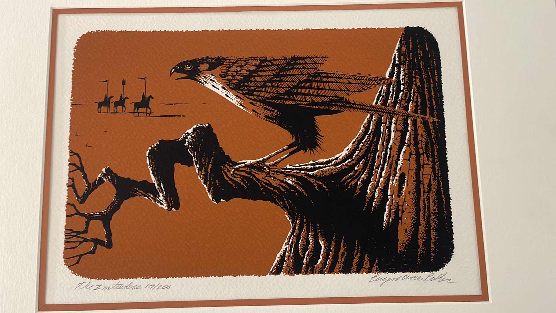 Photo 2 of SIGNED NATIVE AMERICAN PAINTING 20x16