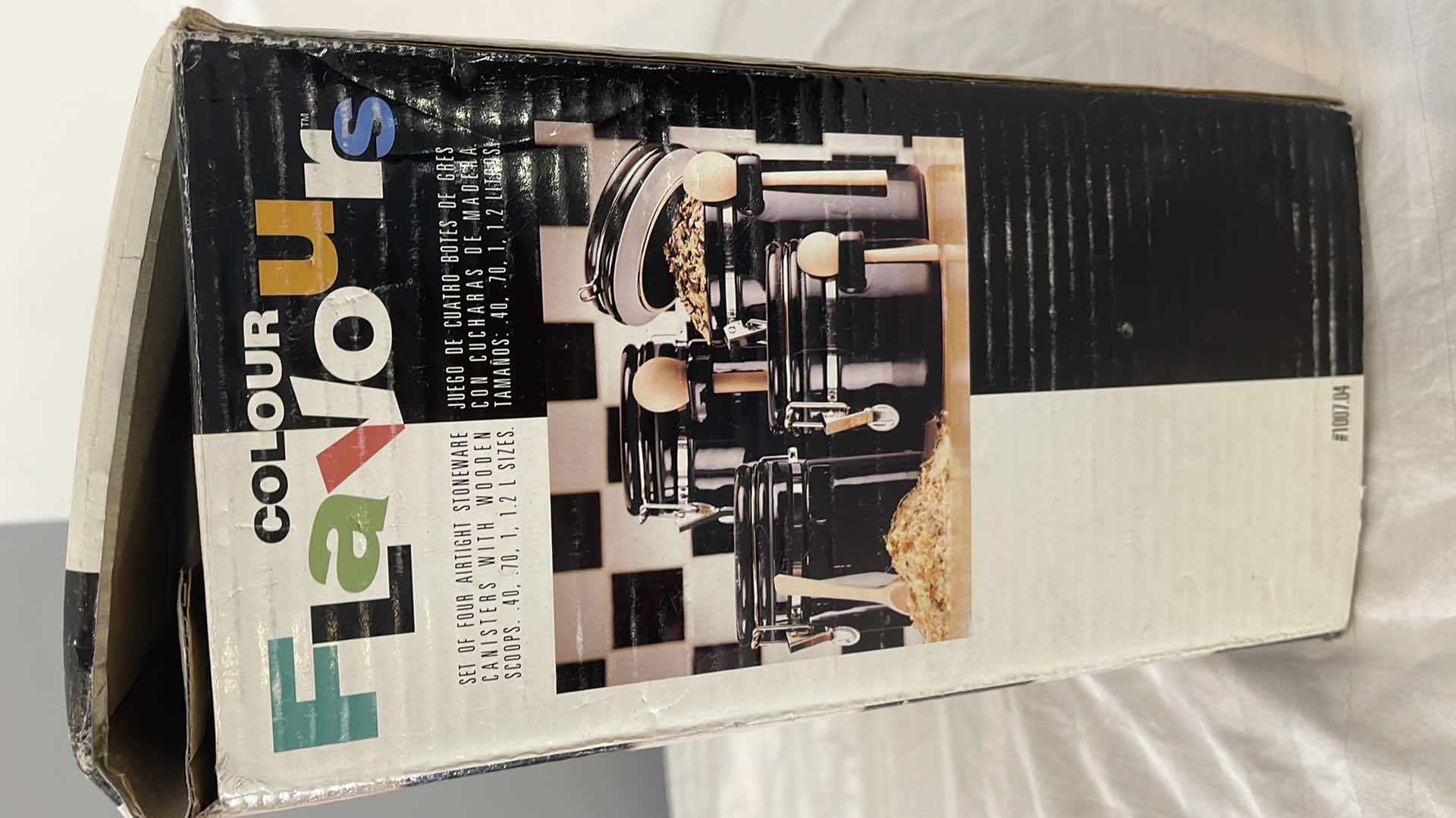 Photo 1 of NIB GIBSON HOUSEWARES BLACK STONEWARE CANISTERS SET