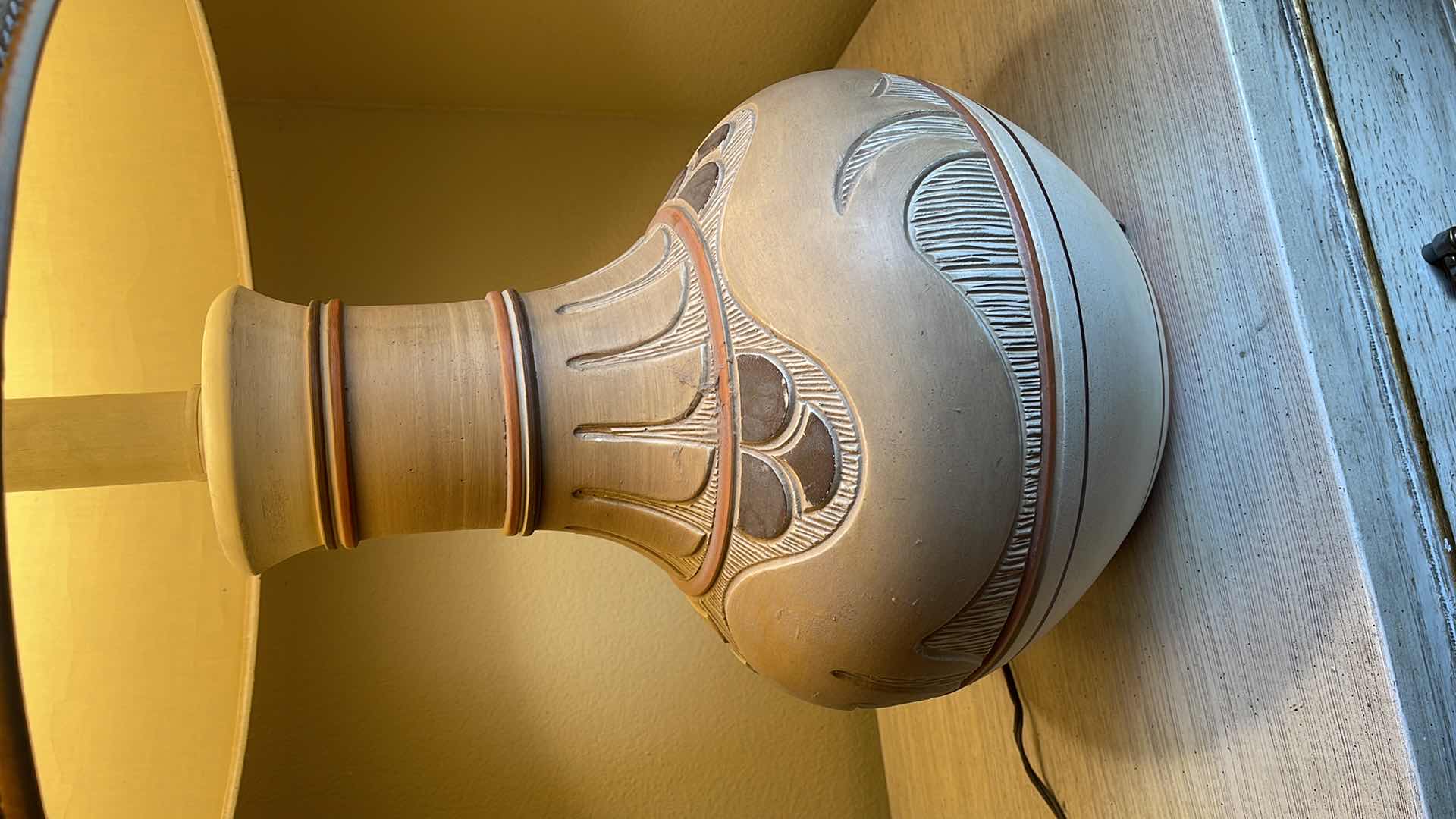 Photo 1 of NATIVE AMERICAN POTTERY STYLE LAMP HEAVY 33” TO SHADE