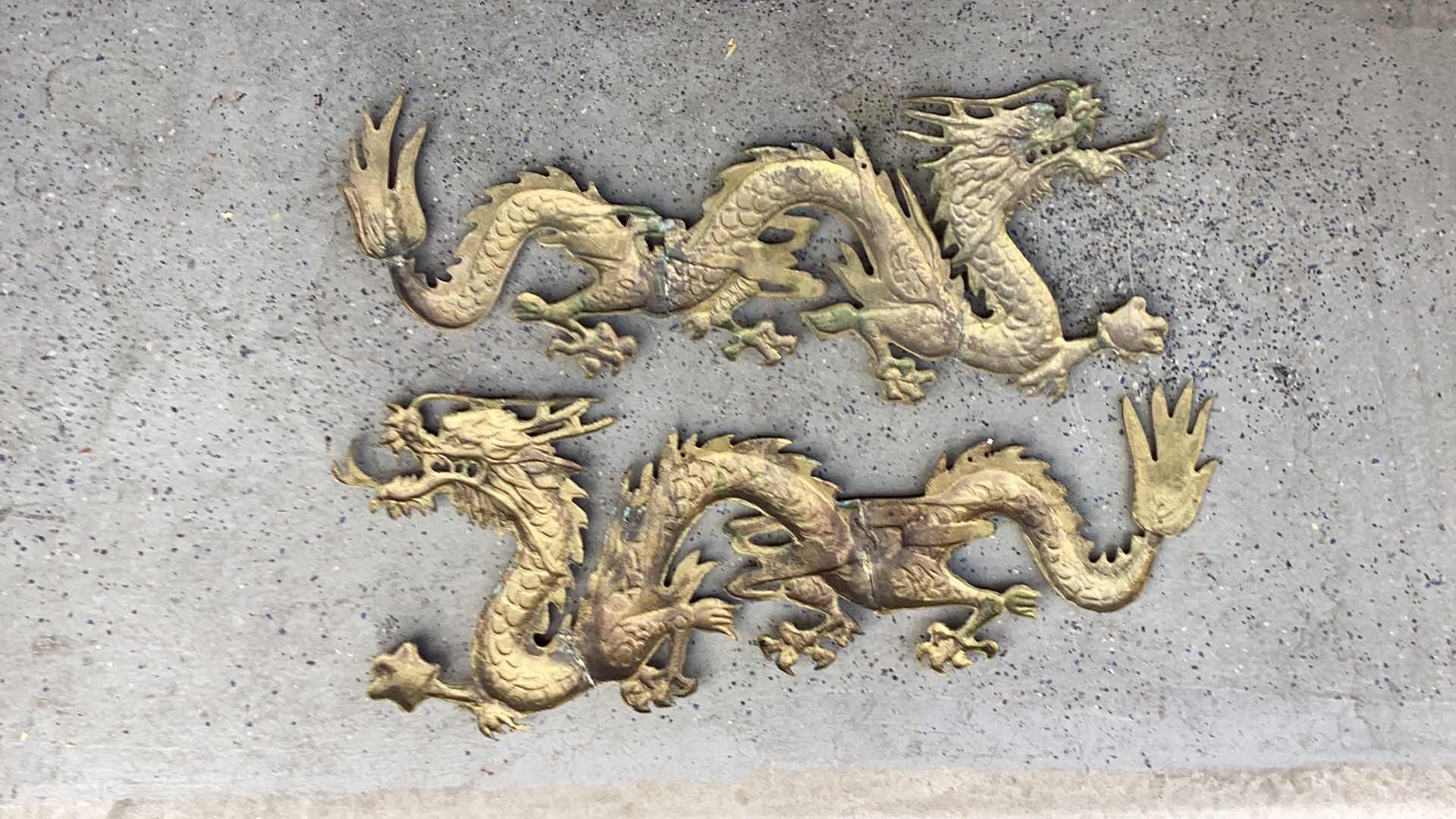 Photo 1 of 2 BRASS DRAGON WALL HANGINGS 30" X H 12"