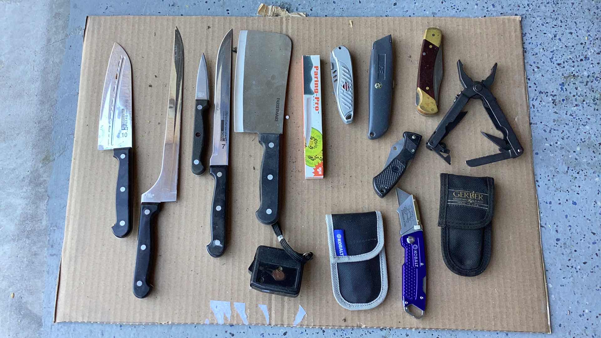 Photo 1 of 12 ASSORTED KNIVES GERBER KOBALT FARBERWARE