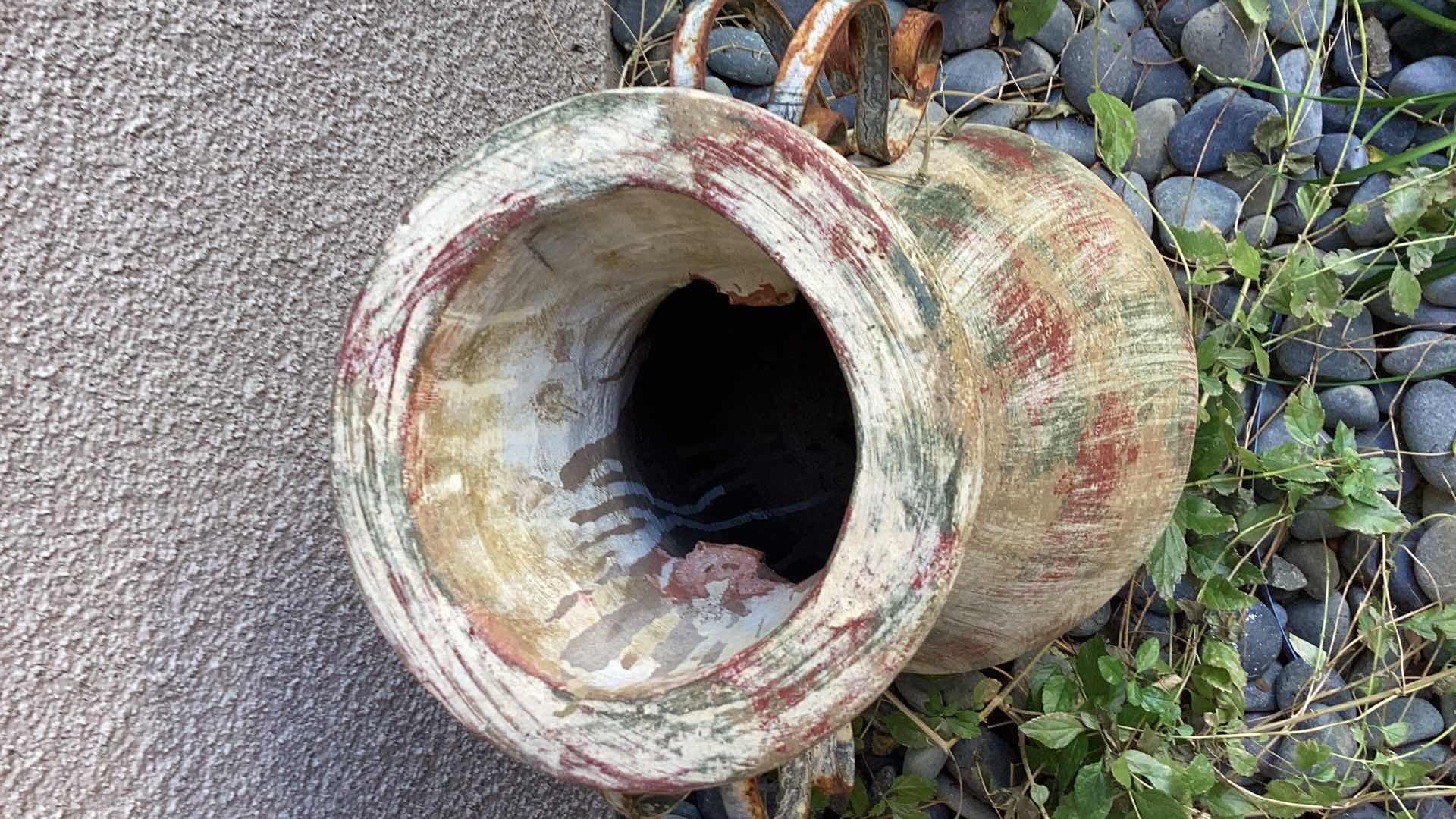 Photo 1 of PAIR OF LARGE CLAY POTS WITH HANDLES 12" X H24"