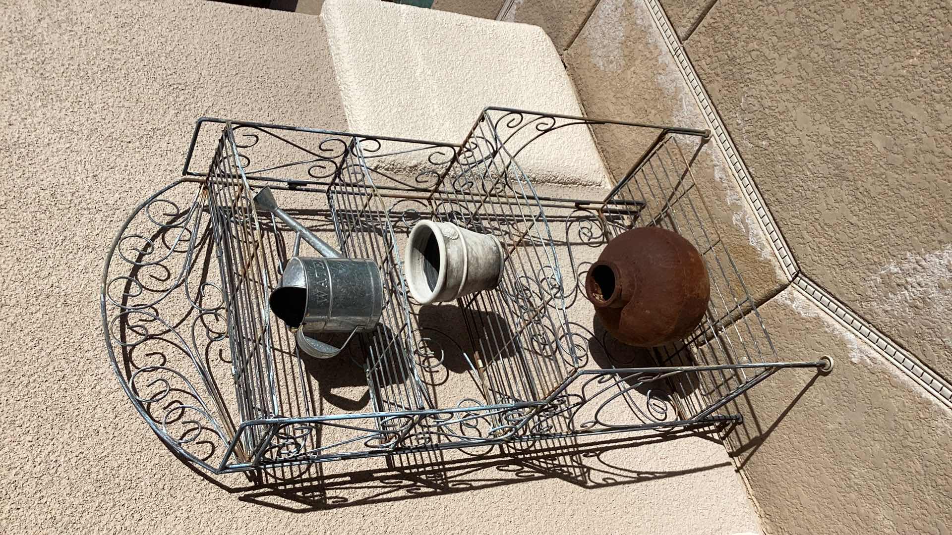 Photo 1 of OUTDOOR METAL FOUR SHELF STAND 28" X 15" H60" INCLUDES POTS