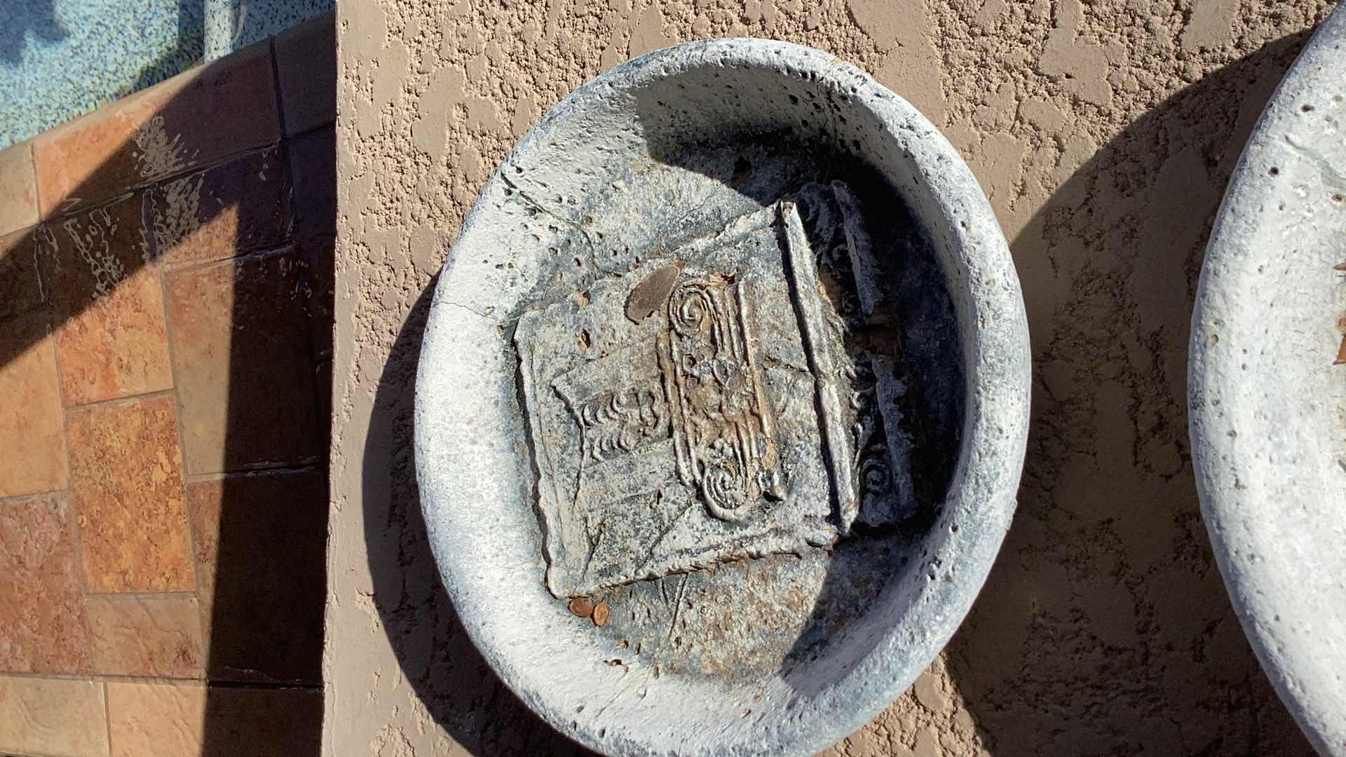 Photo 1 of TWO OUTDOOR CLAY GARDEN DECORATIONS 10 INCHES WIDE