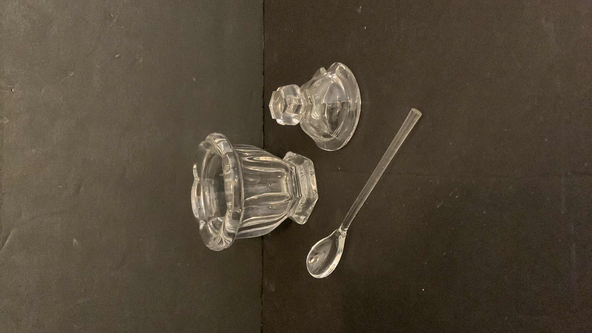 Photo 1 of BACCARAT CRYSTAL JAM/CONDIMENT JAR WITH SPOON