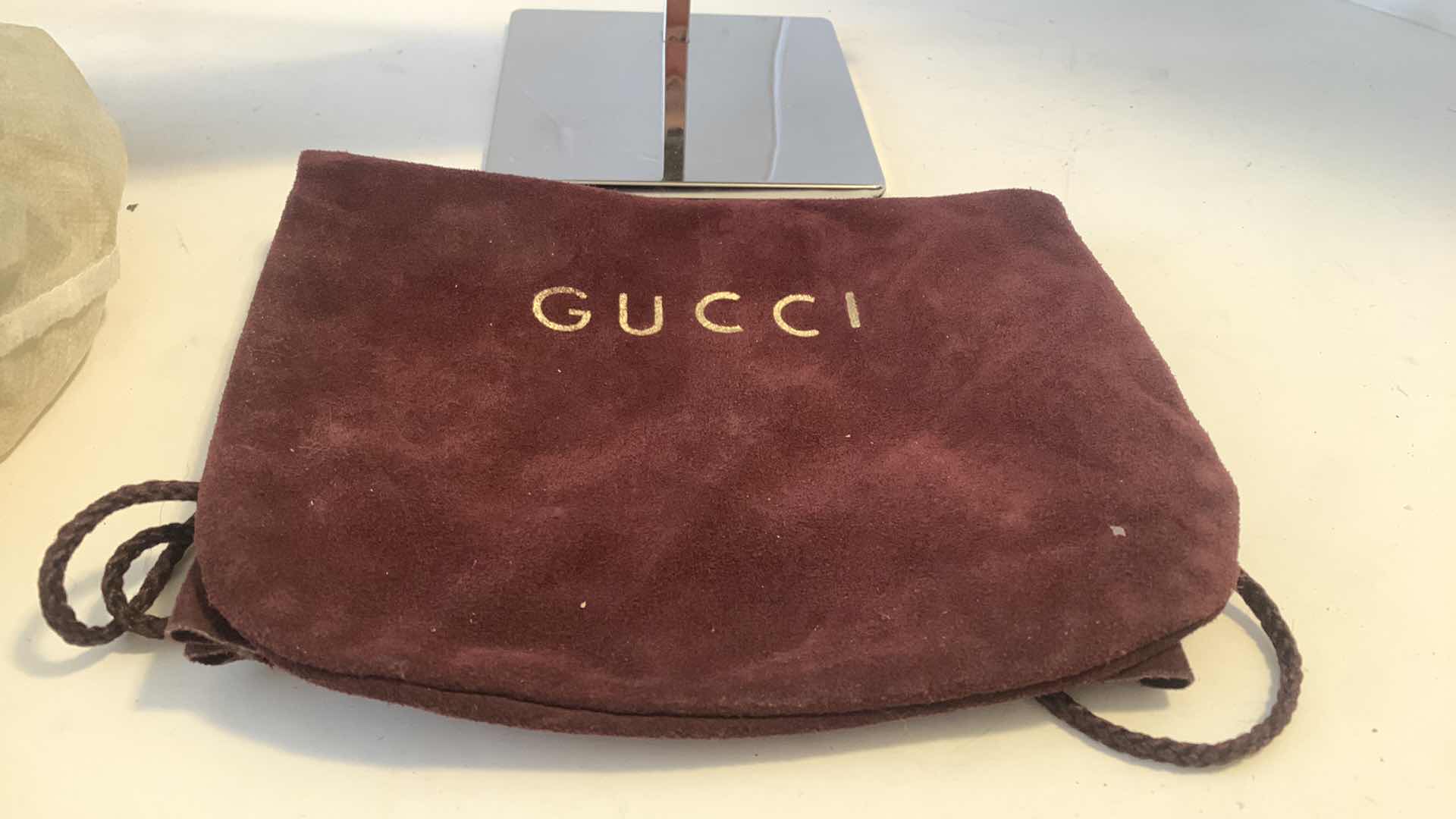 Photo 1 of HALSTON WOMENS BROWN LEATHER PURSE w GUCCI BAG