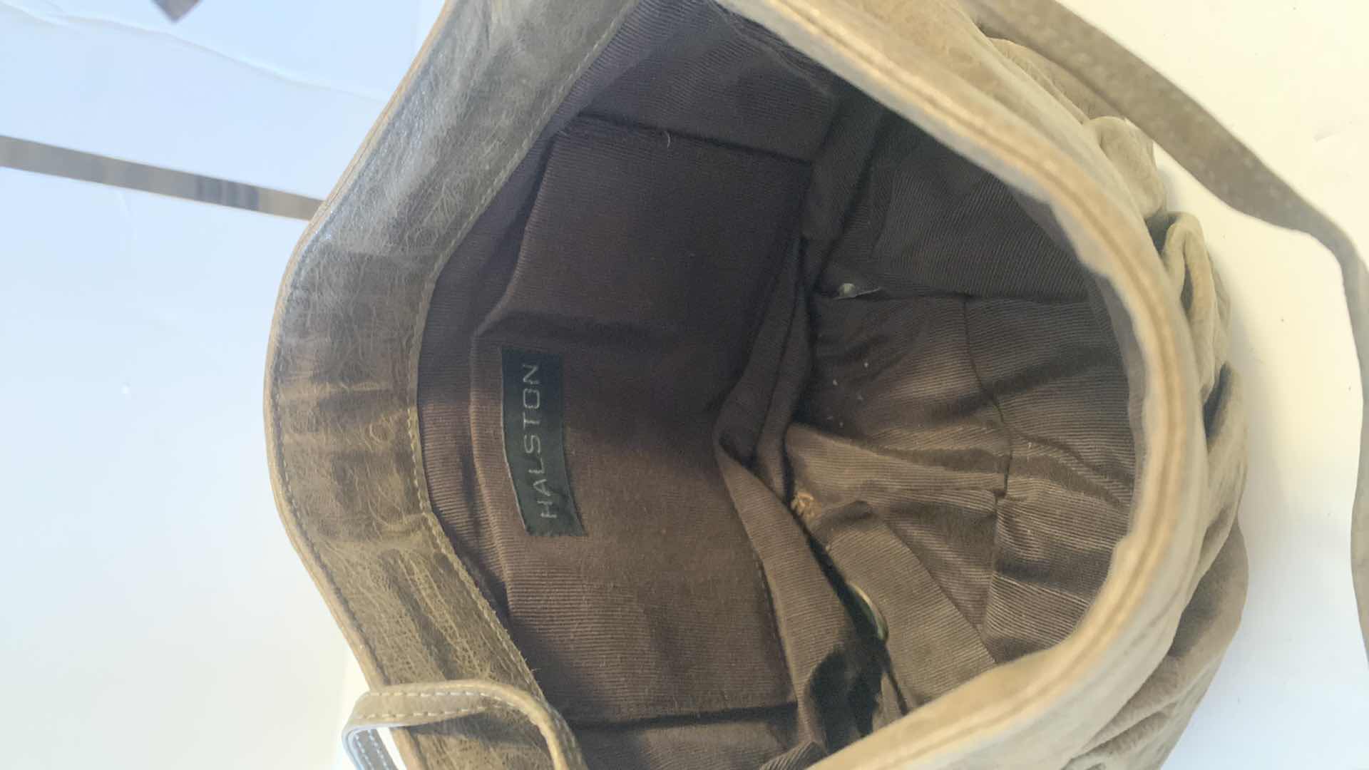 Photo 1 of HALSTON WOMENS BROWN LEATHER PURSE w GUCCI BAG