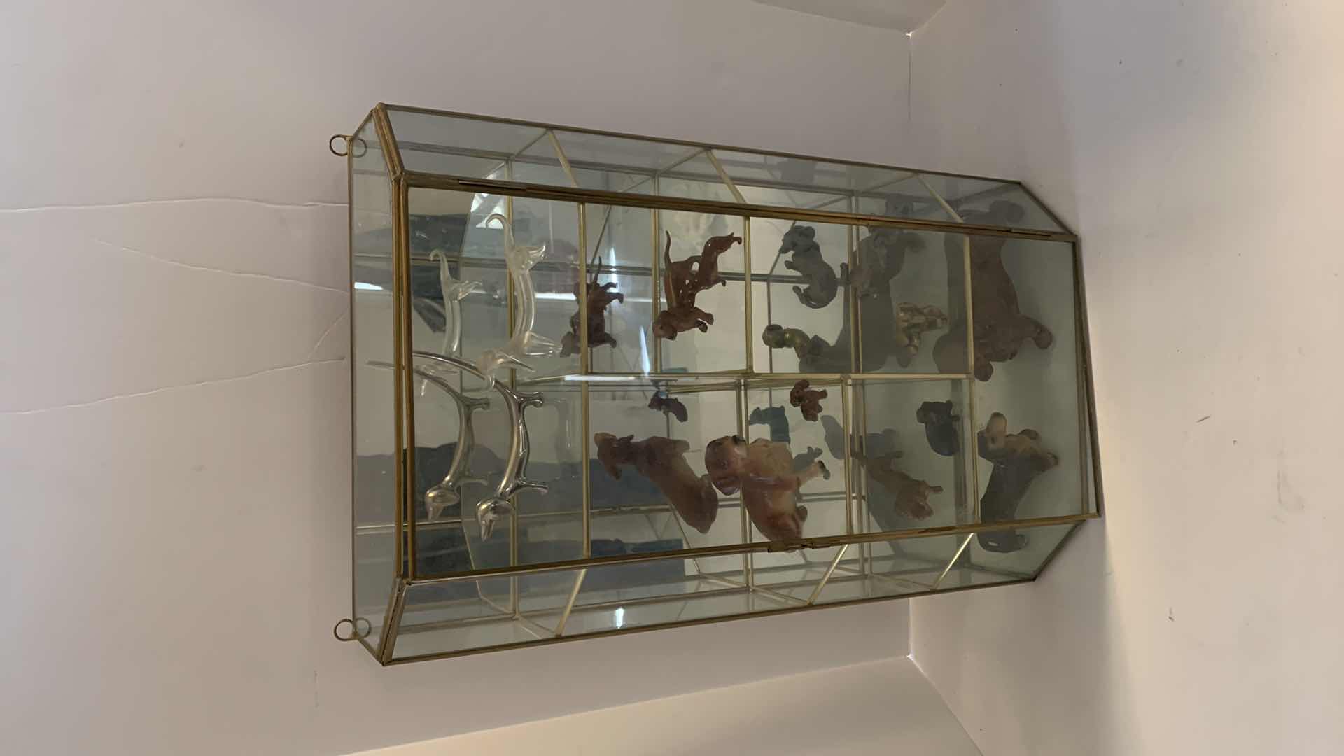 Photo 1 of 12 COLLECTIBLE DACHSHUNDS AND GLASS DISPLAY CABINET 13 x H20”