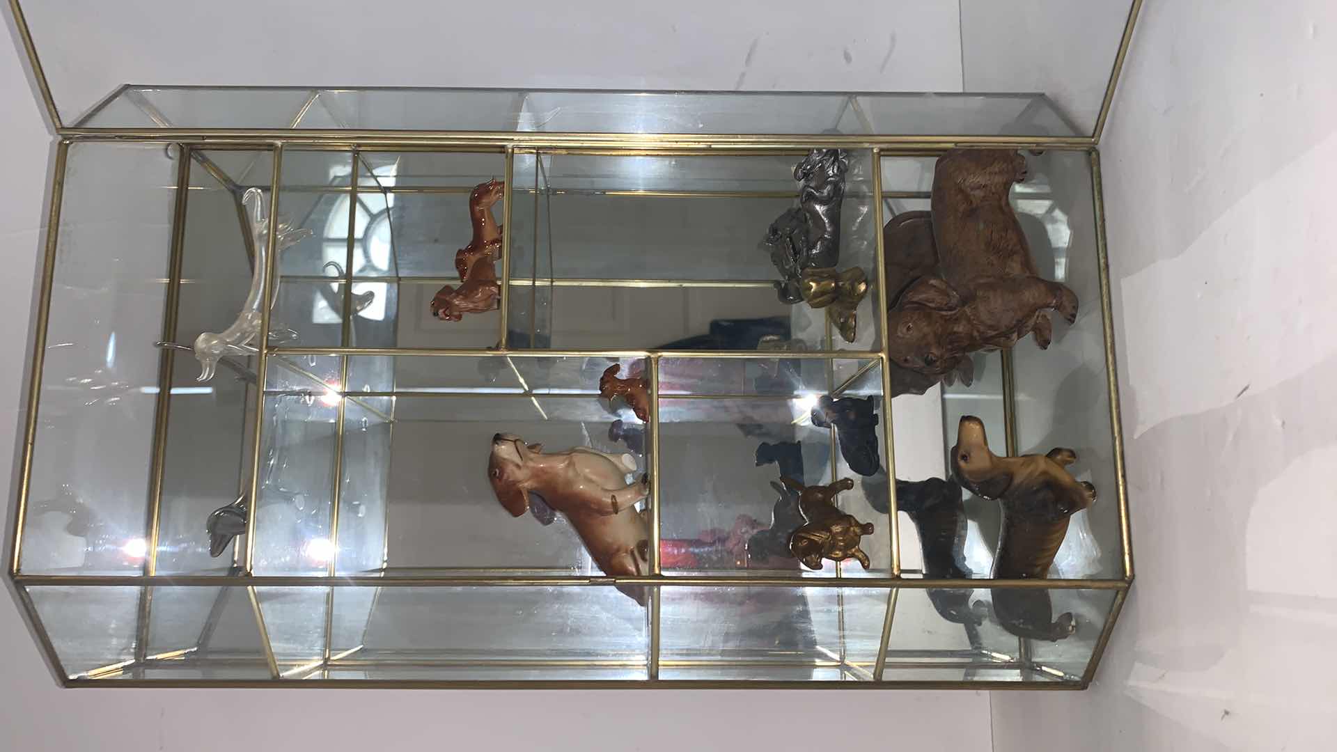 Photo 1 of 12 COLLECTIBLE DACHSHUNDS AND GLASS DISPLAY CABINET 13 x H20”