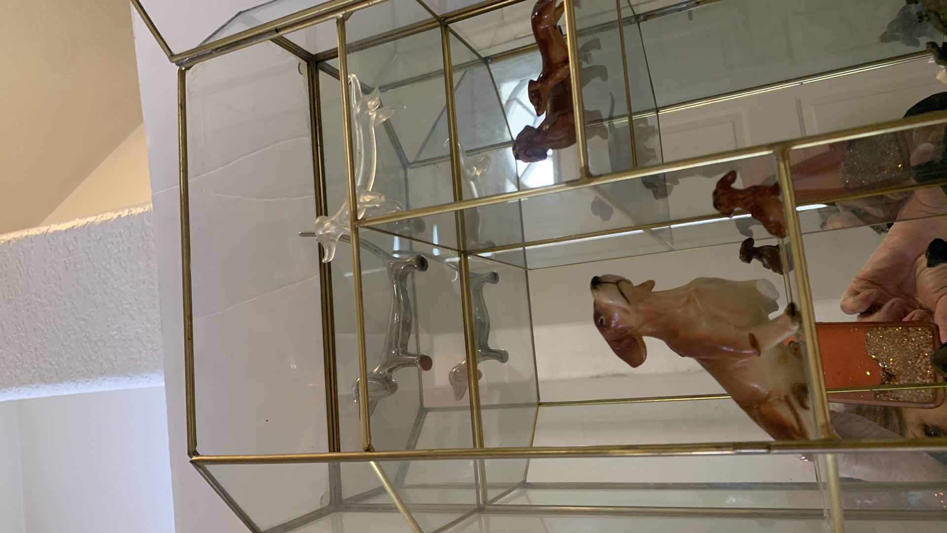 Photo 1 of 12 COLLECTIBLE DACHSHUNDS AND GLASS DISPLAY CABINET 13 x H20”