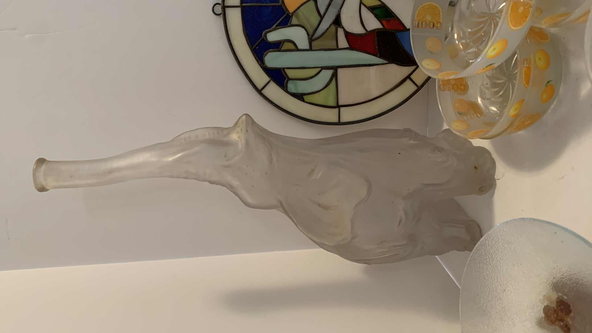 Photo 1 of HOME COLLECTIBLE ASSORTMENT, STAINED GLASS, ELEPHANT VASE H18”, BOWLS AND MORE