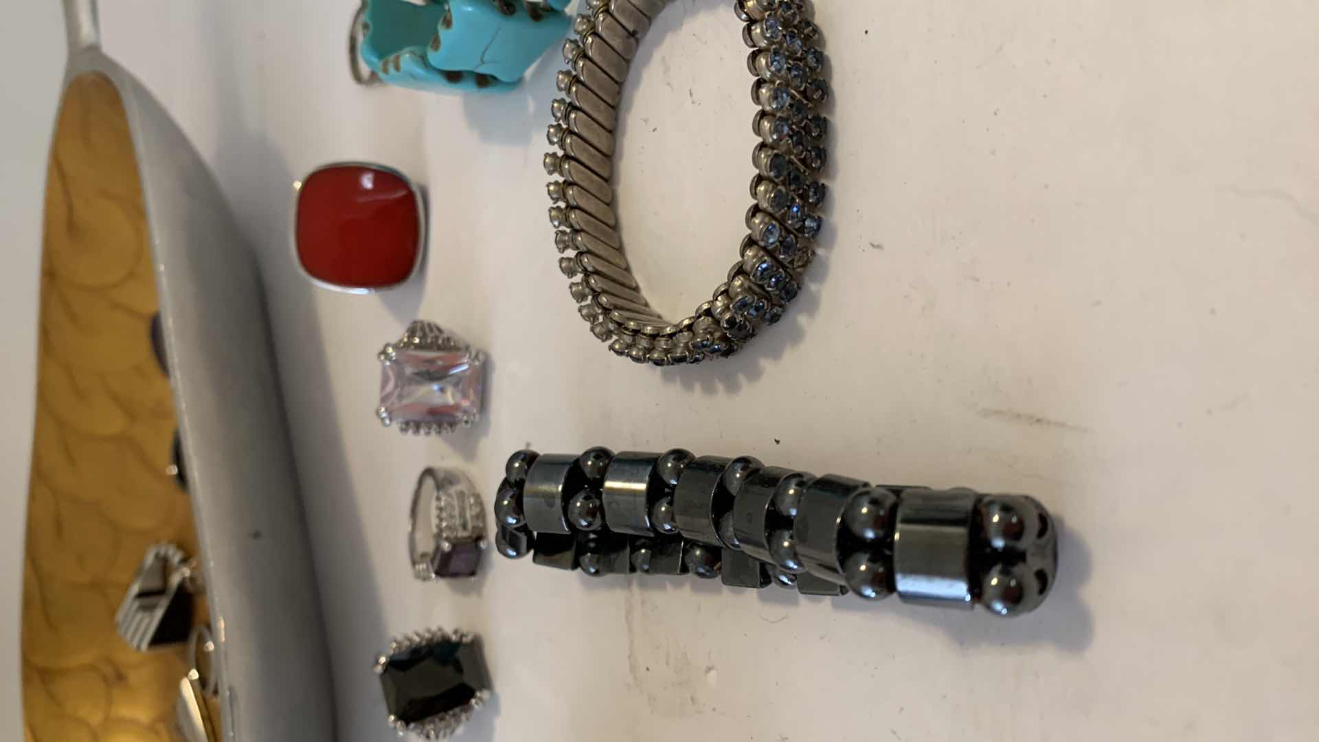 Photo 1 of COSTUME JEWELRY ASSORTMENT IN PEAR DISH