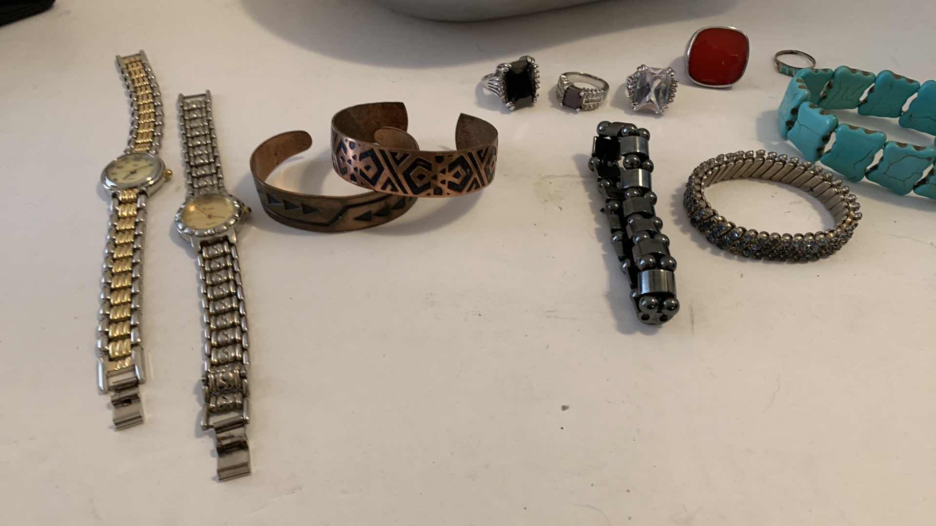 Photo 1 of COSTUME JEWELRY ASSORTMENT IN PEAR DISH