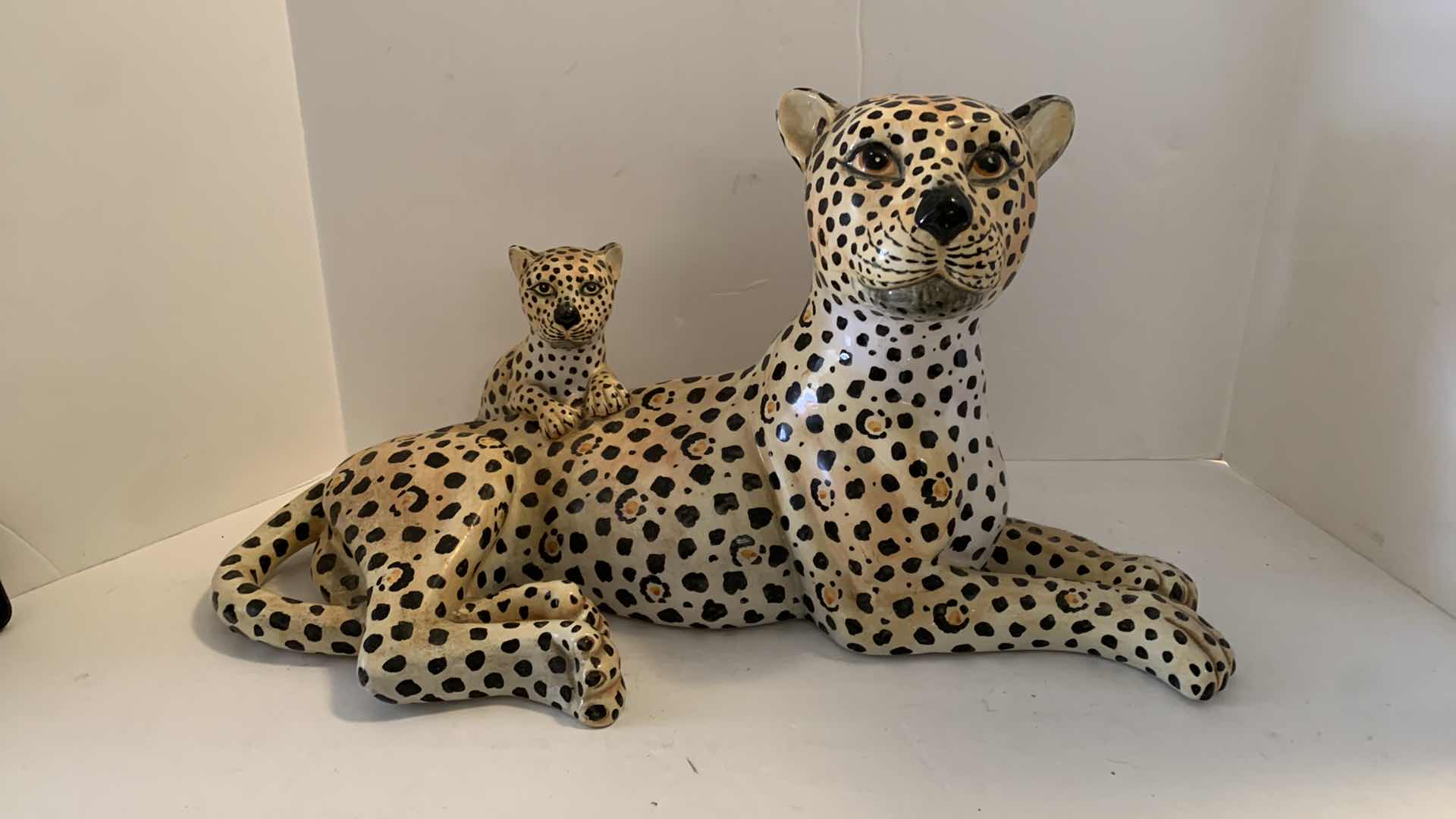 Photo 1 of ITALIAN CERAMIC LEOPARD WITH CUB 19” x H10”