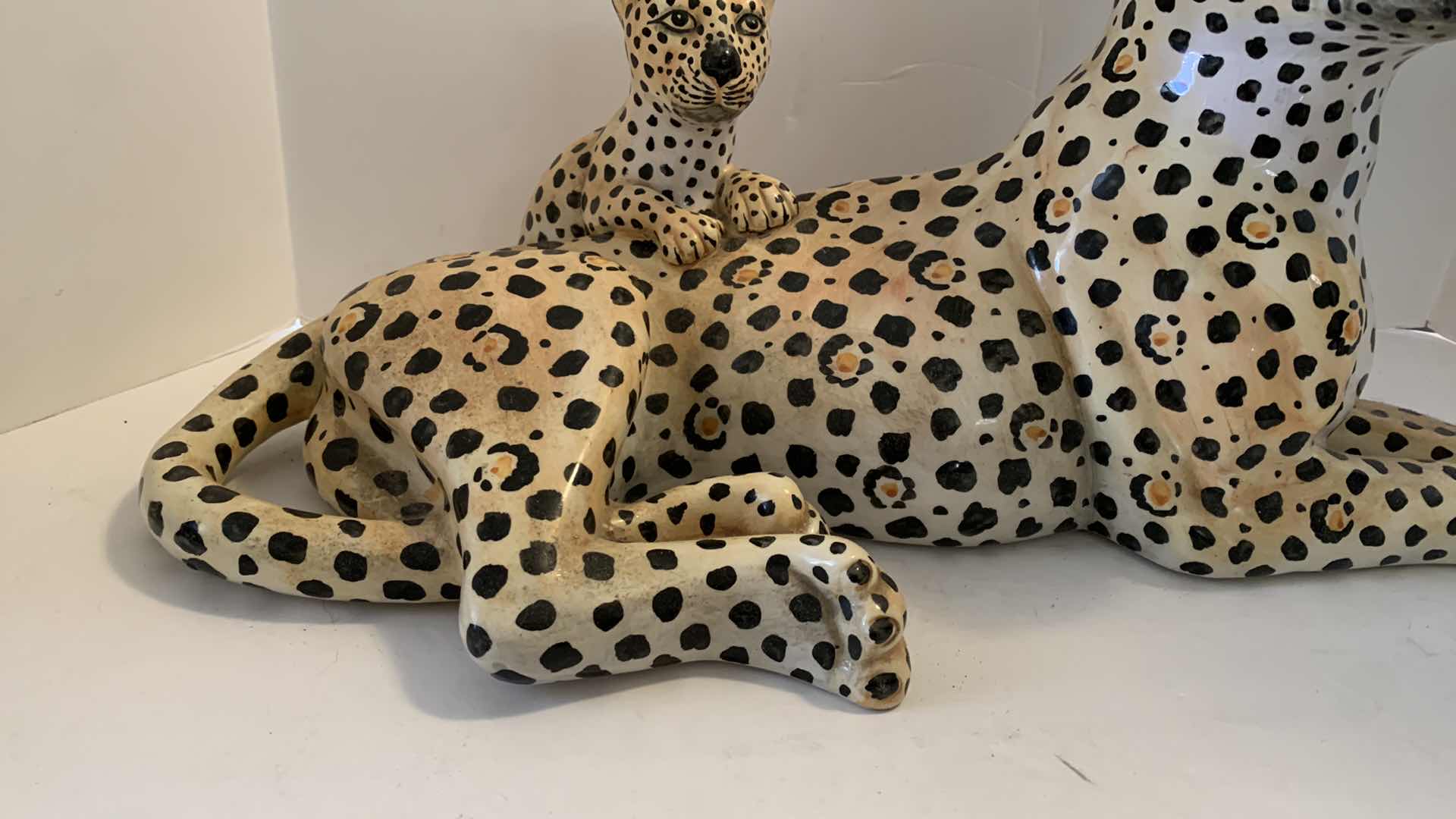 Photo 1 of ITALIAN CERAMIC LEOPARD WITH CUB 19” x H10”