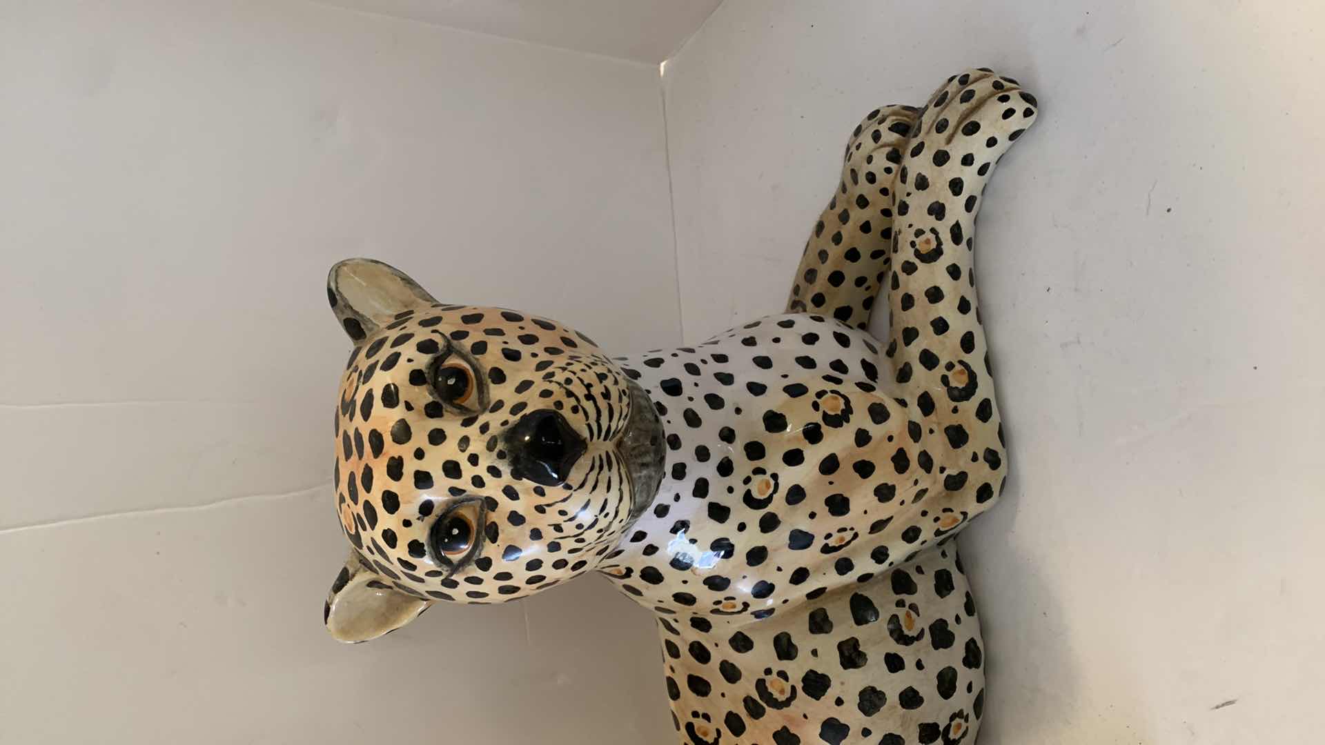 Photo 1 of ITALIAN CERAMIC LEOPARD WITH CUB 19” x H10”