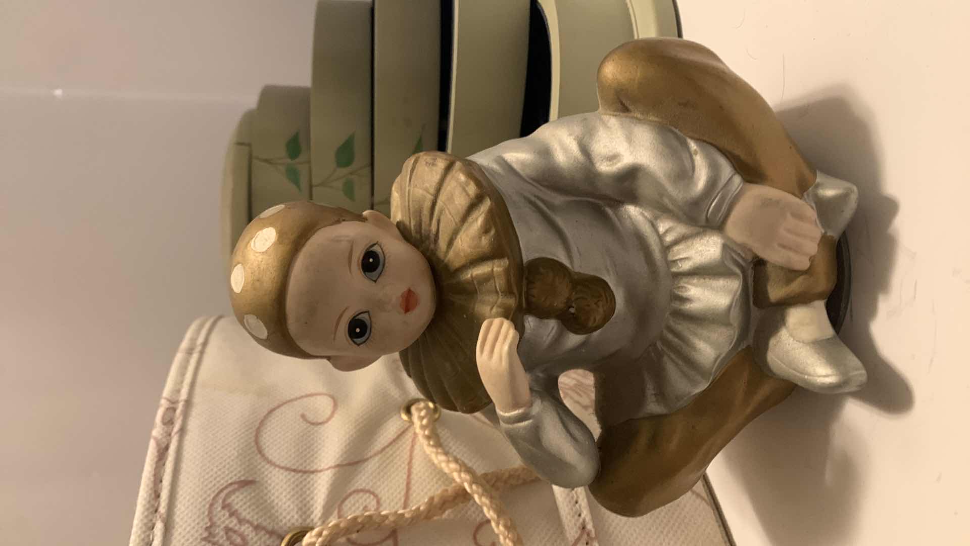 Photo 1 of COSTUME JEWELRY ASSORTMENT IN HAT BOX, CLOWN MUSIC BOX AND JEWELRY BOX