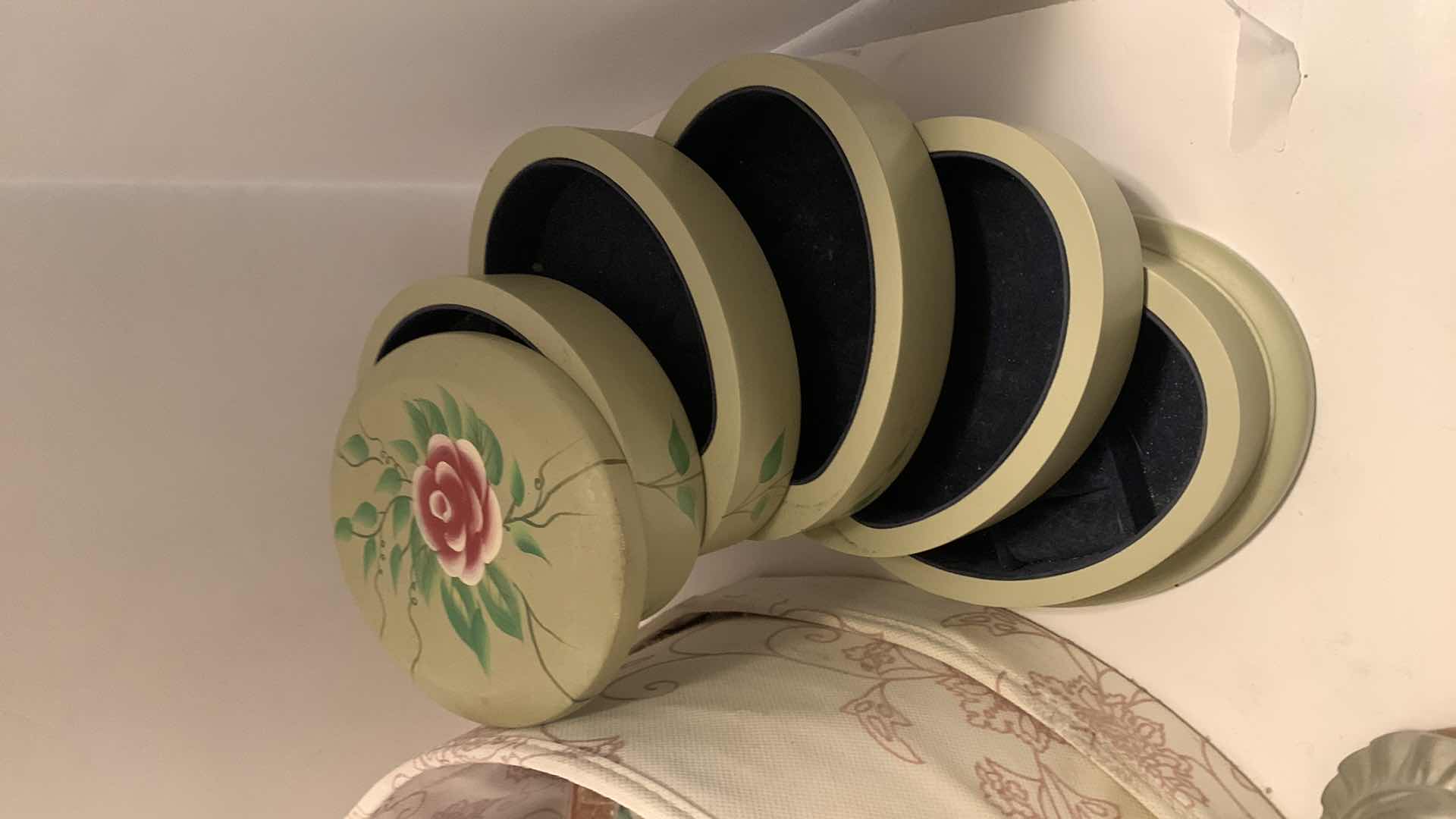 Photo 1 of COSTUME JEWELRY ASSORTMENT IN HAT BOX, CLOWN MUSIC BOX AND JEWELRY BOX