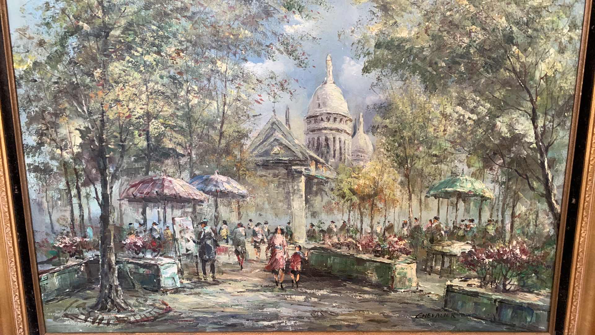 Photo 1 of ARTWORK SIGNED OIL PAINTING ON CANVAS W GOLD FRAME, 43” x 33”