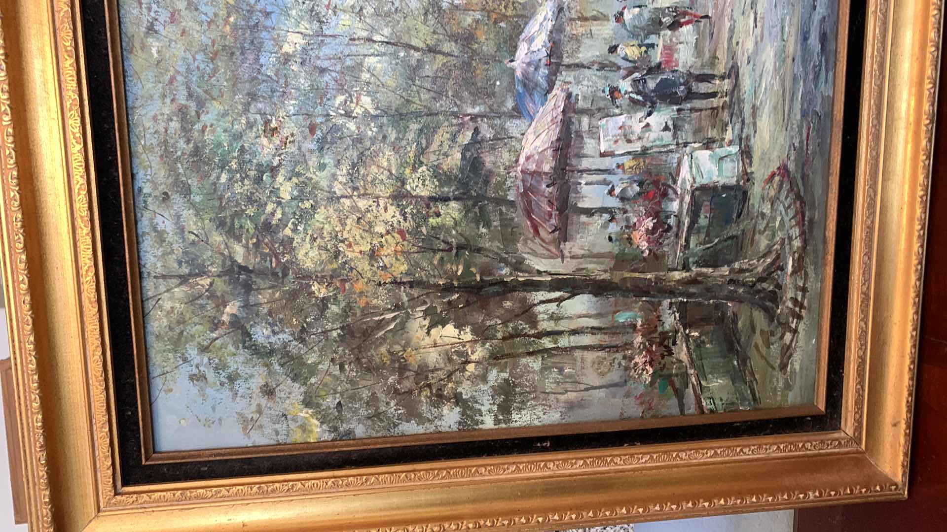 Photo 1 of ARTWORK SIGNED OIL PAINTING ON CANVAS W GOLD FRAME, 43” x 33”