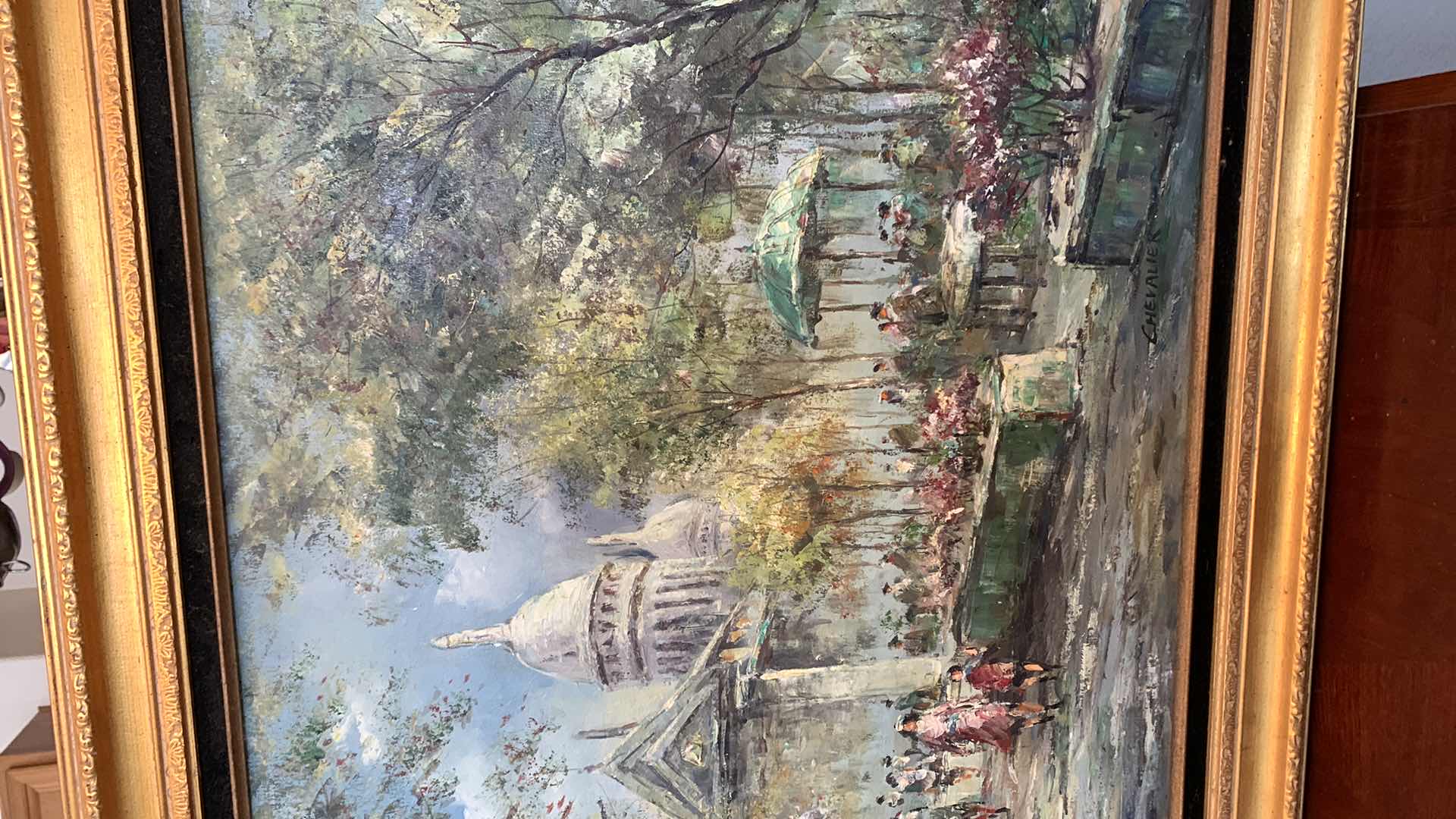 Photo 1 of ARTWORK SIGNED OIL PAINTING ON CANVAS W GOLD FRAME, 43” x 33”