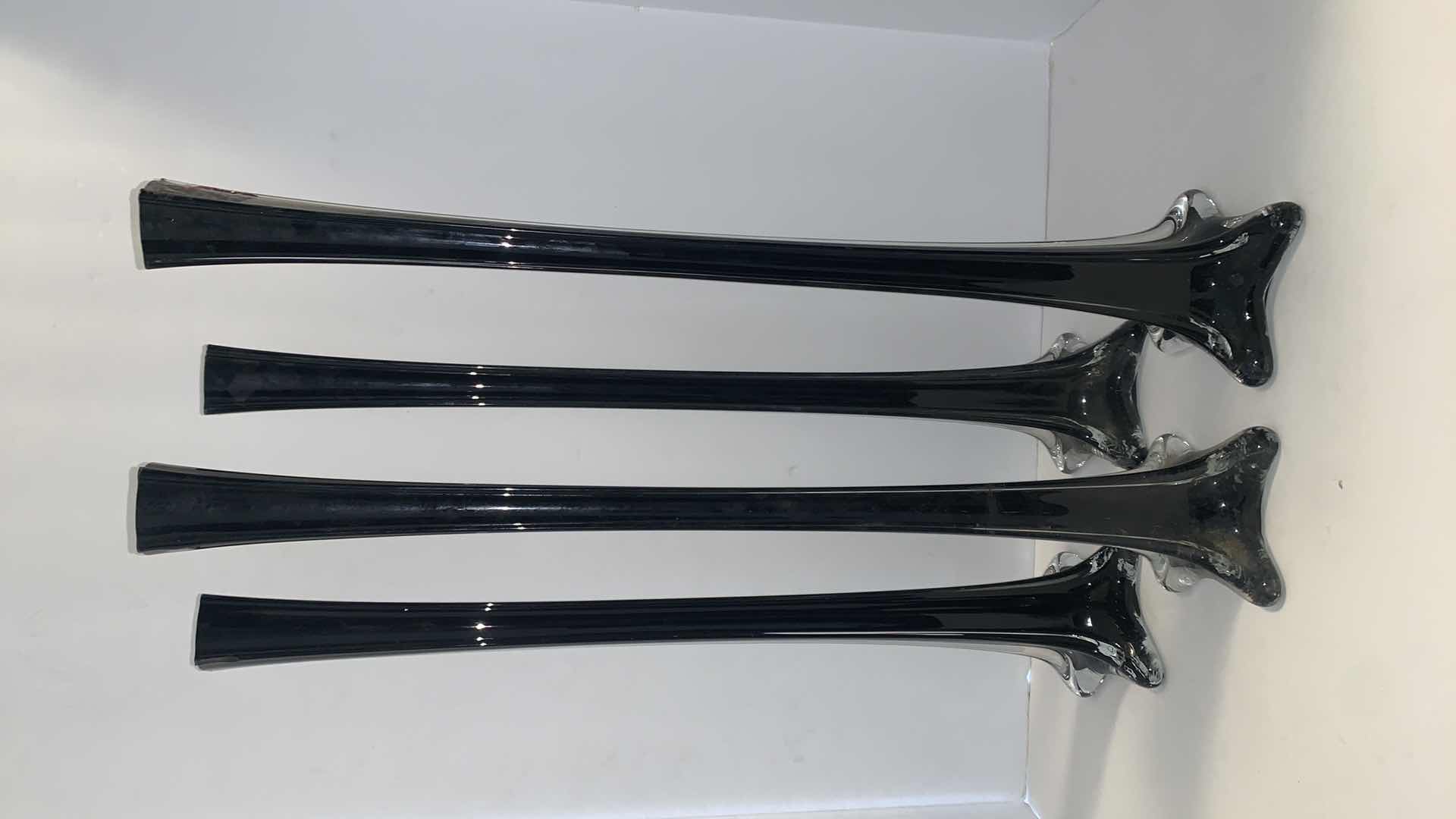 Photo 3 of 4 - HOME DECOR, H 24” BLACK GLASS VASES