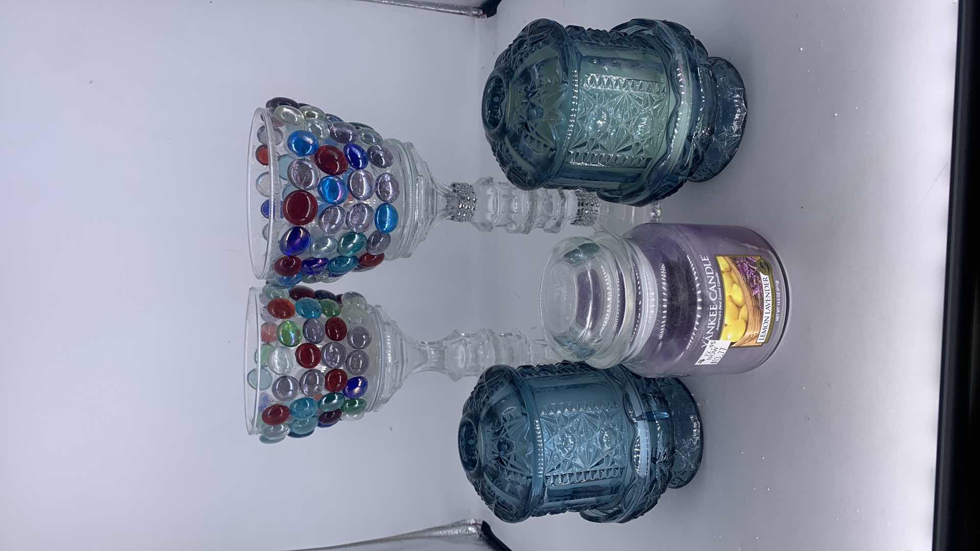 Photo 1 of 5 PIECE GLASS AND CRYSTAL CANDLE HOLDER ASSORTMENT