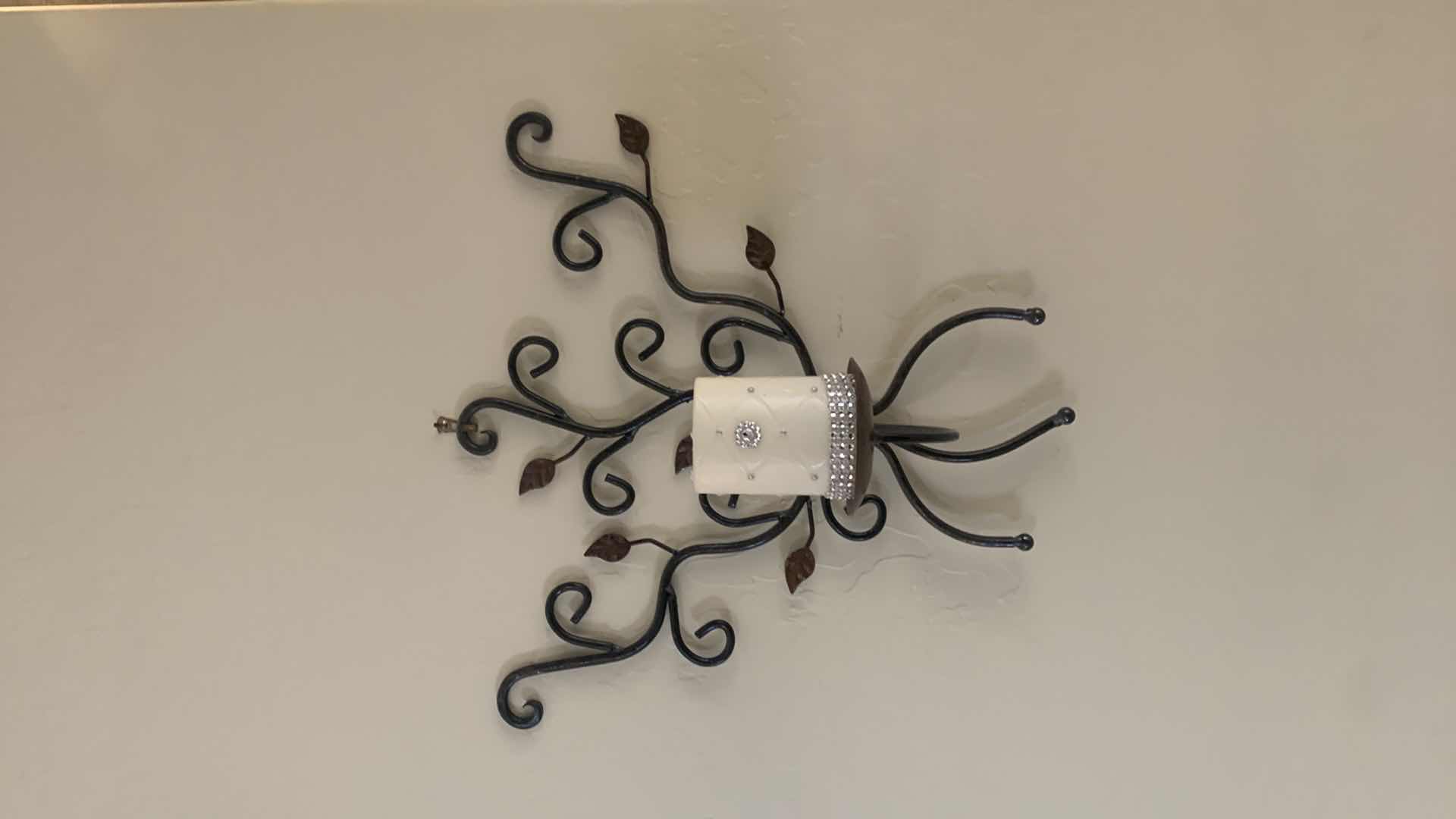 Photo 1 of BLACK LACQUER FRAMED BEVELED GLASS MIRROR 60” x 36” W TWO METAL SCULPTURED SCONCES