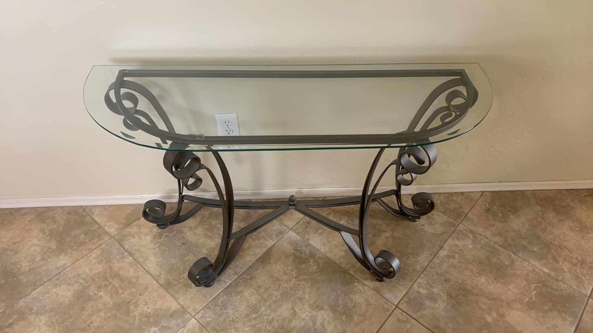 Photo 1 of METAL AND GLASS ENTRY TABLE 48” x 16” x H28”