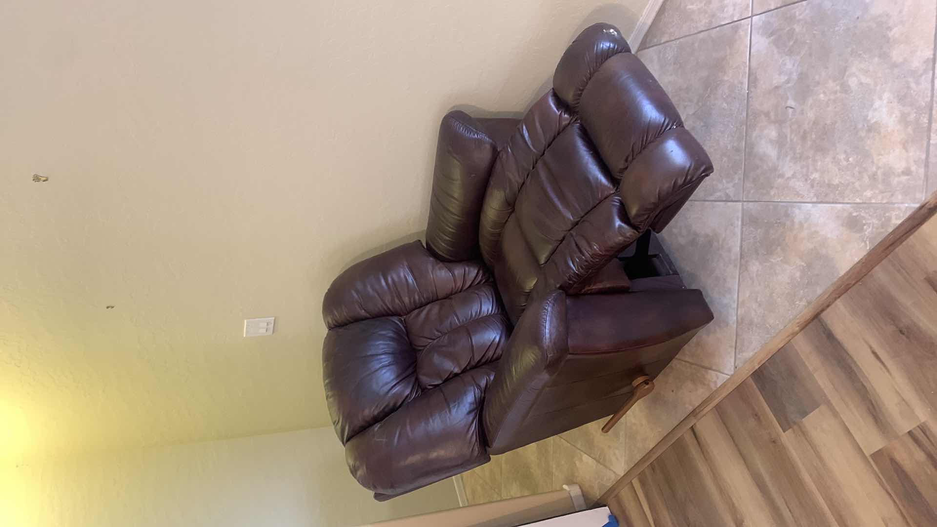 Photo 1 of LAZY BOY BROWN 100% LEATHER SWIVEL ROCKER/RECLINER