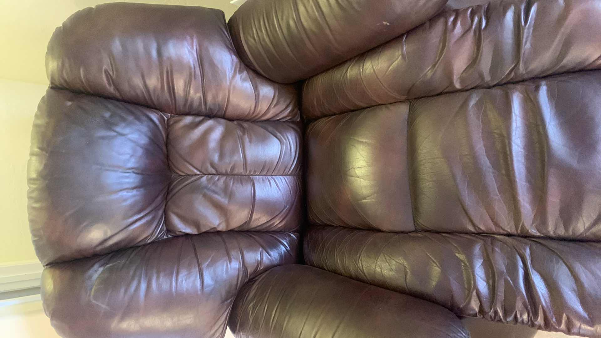 Photo 1 of LAZY BOY BROWN 100% LEATHER SWIVEL ROCKER/RECLINER