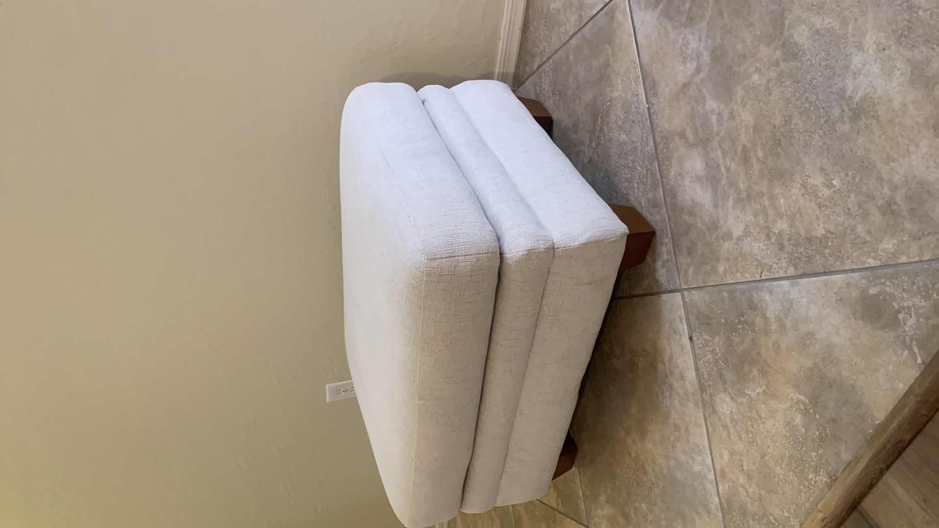 Photo 1 of LAZY BOY IVORY LINEN UPHOLSTERED OTTOMAN 33” x 24”