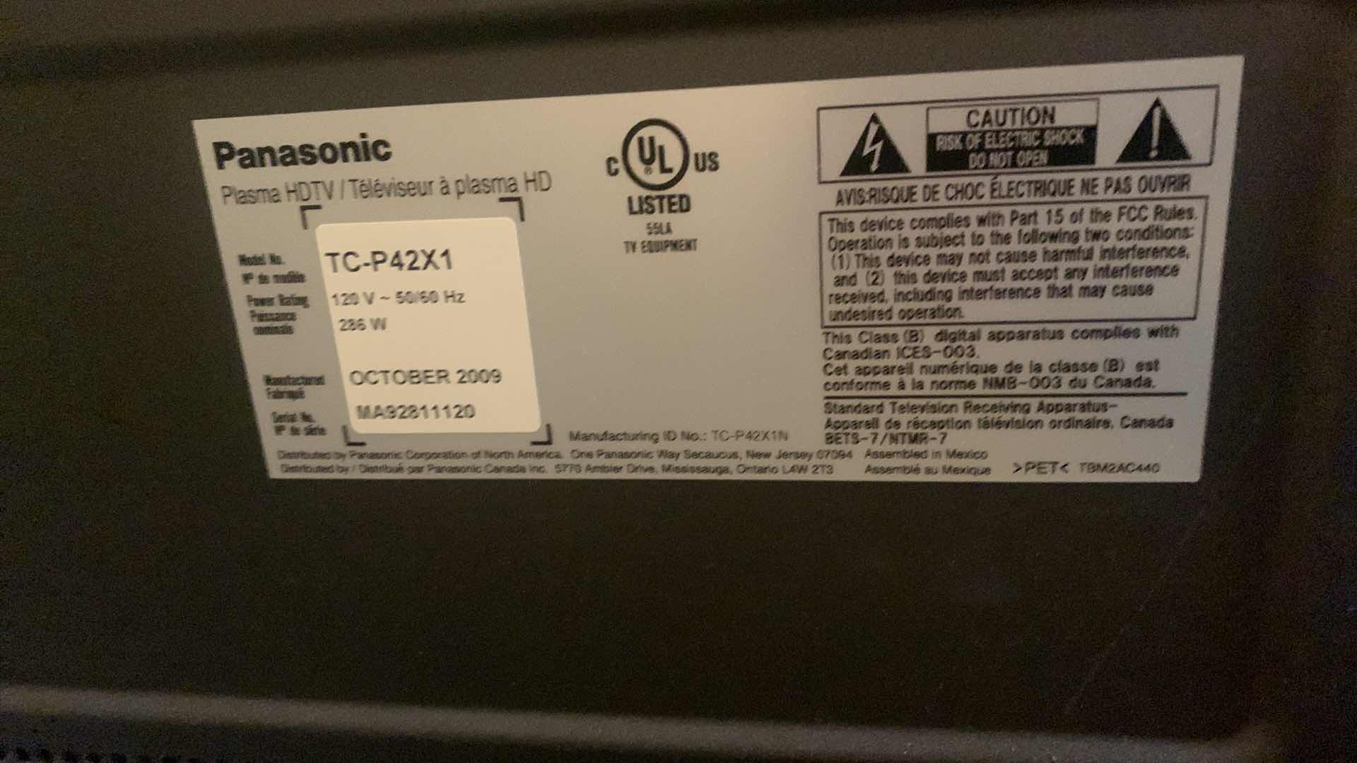 Photo 1 of PANASONIC  42” TV W REMOTE