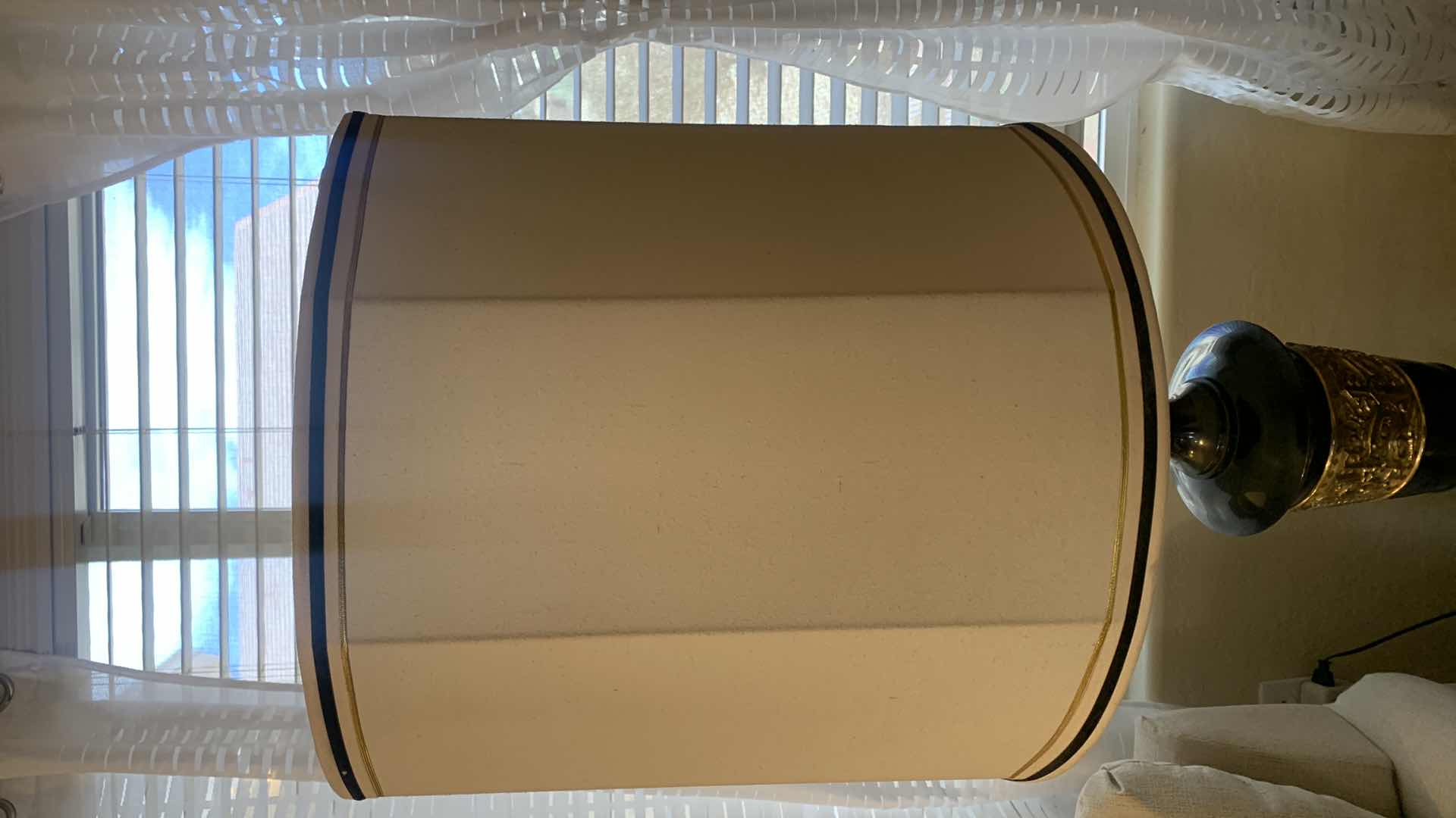 Photo 5 of TALL METAL BLACK AND GOLD TABLE LAMP W MATCHING SHADE H45”