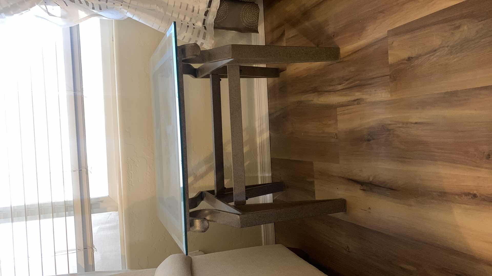 Photo 1 of METAL AND GLASS SIDE TABLE 24” x 20” H21”