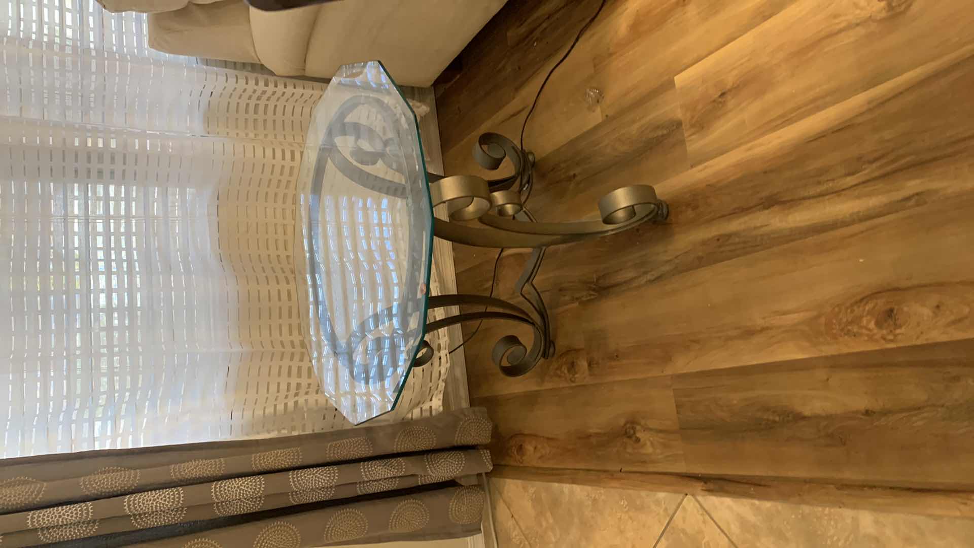 Photo 1 of METAL AND GLASS SIDE TABLE 26” x 26” H21”