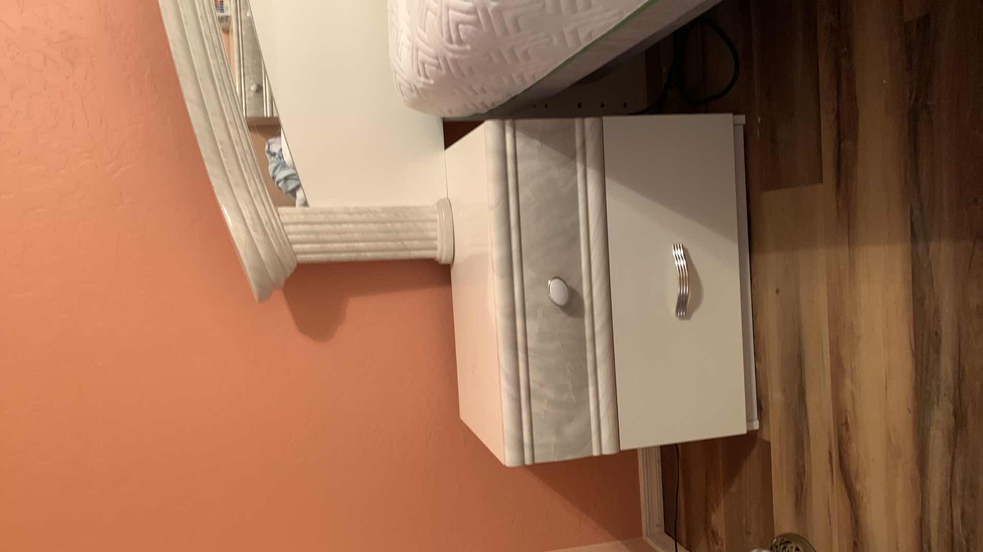 Photo 4 of LACQUER/ENAMEL HEADBOARD AND 2 NIGHTSTANDS (MATTRESS SOLD SEPARATELY)