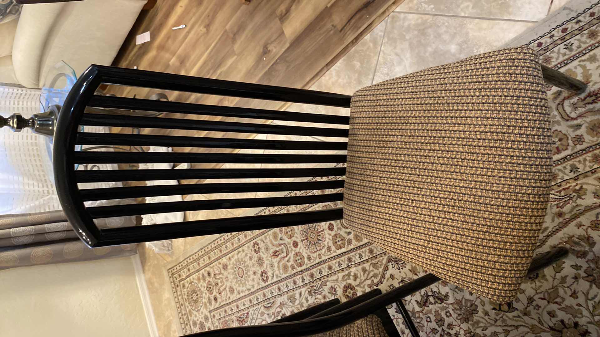 View 5 of BLACK LACQUER TABLE WITH 9 CHAIRS 73” X 42” H29” AND 18" LEAF EXTENDING TABLE TO 91" 