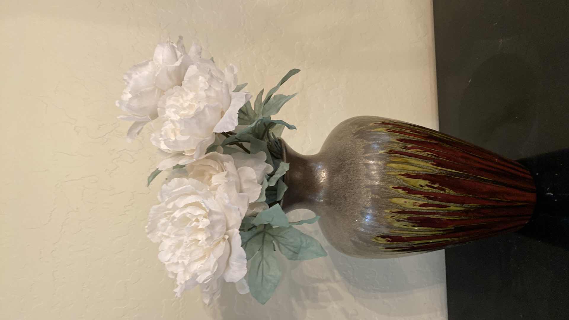 Photo 1 of CERAMIC VASE WITH FAUX FLOWERS VASE H 17”