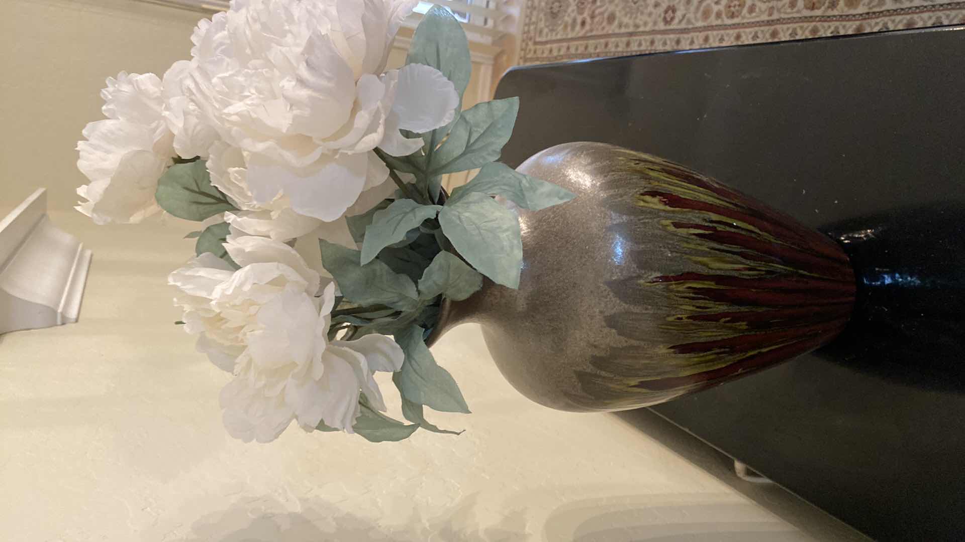 Photo 1 of CERAMIC VASE WITH FAUX FLOWERS VASE H 17”