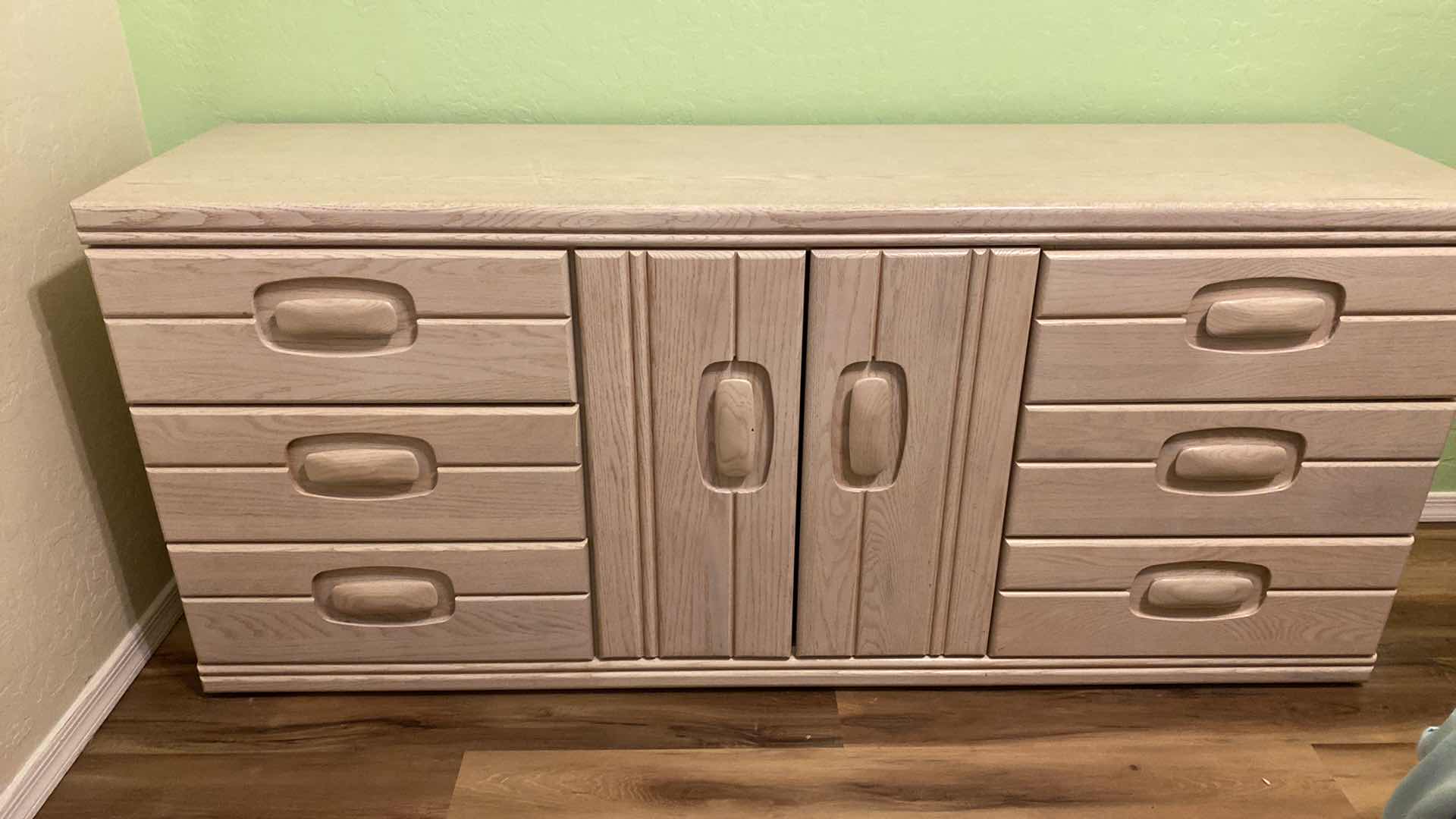 View 1 of PALLISER LIGHT BLONDE OAK WOOD DRESSER 70” X 18” H30”