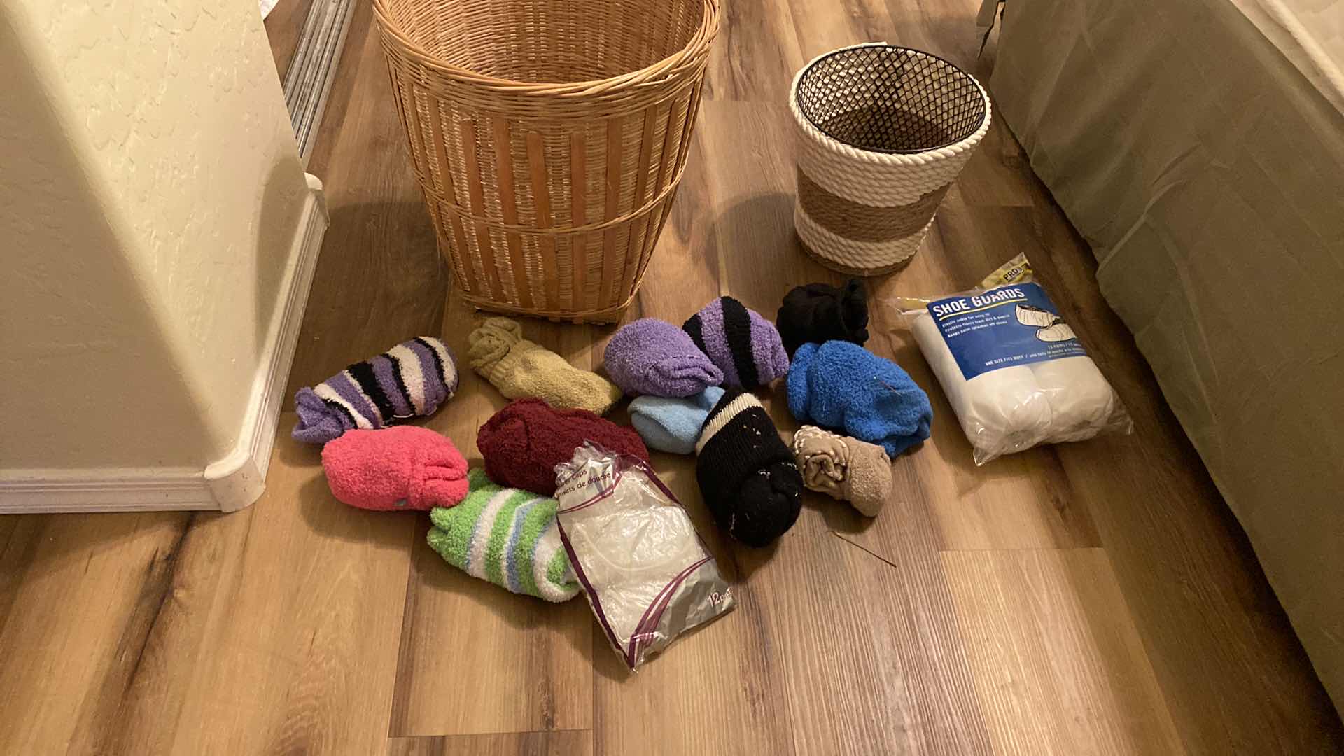 Photo 1 of BASKET, TRASH CAN WITH SLIPPER SOCKS AND SHOE GUARDS