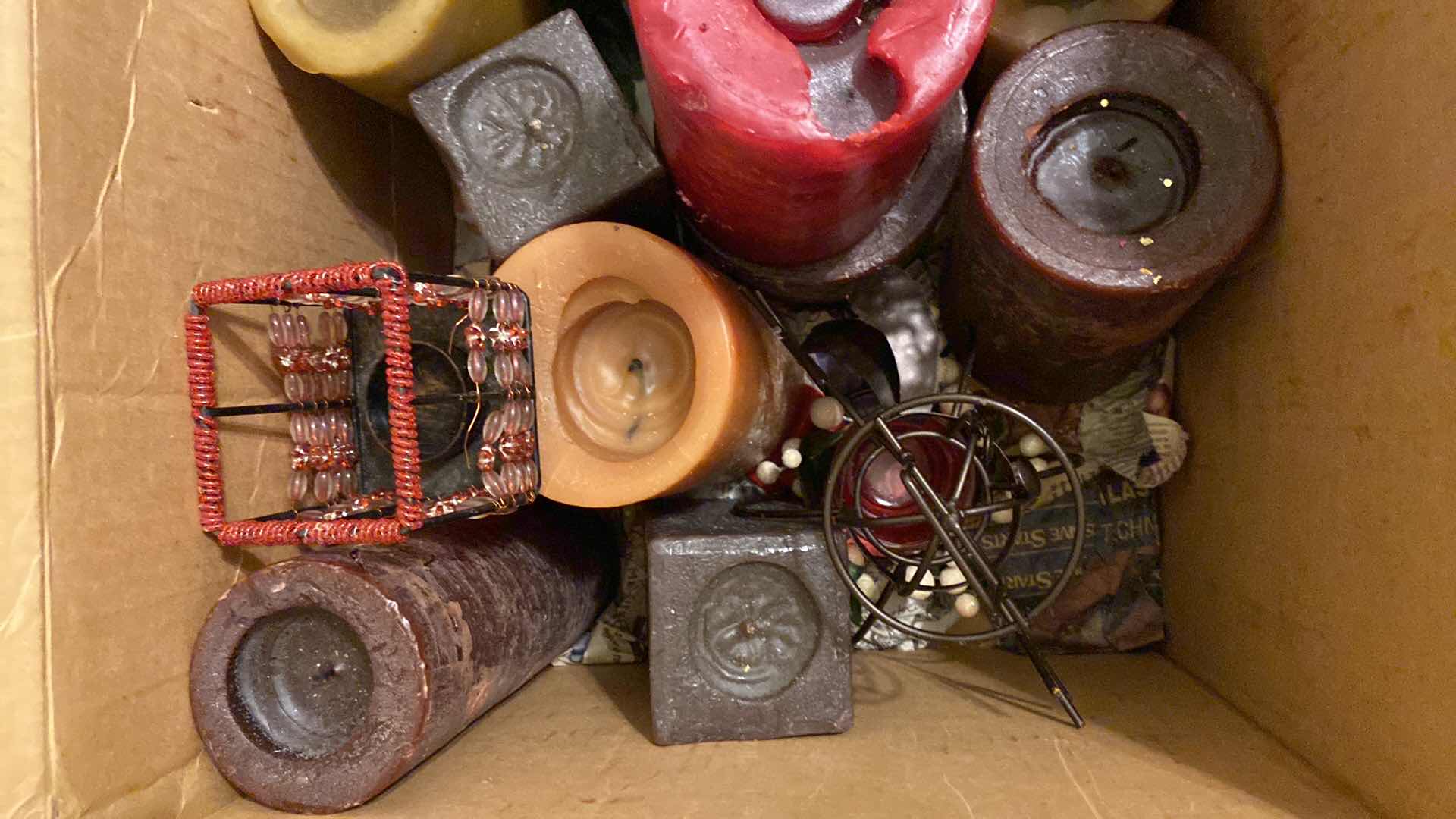 Photo 1 of CONTENTS OF BOX - ASSORTED CANDLES