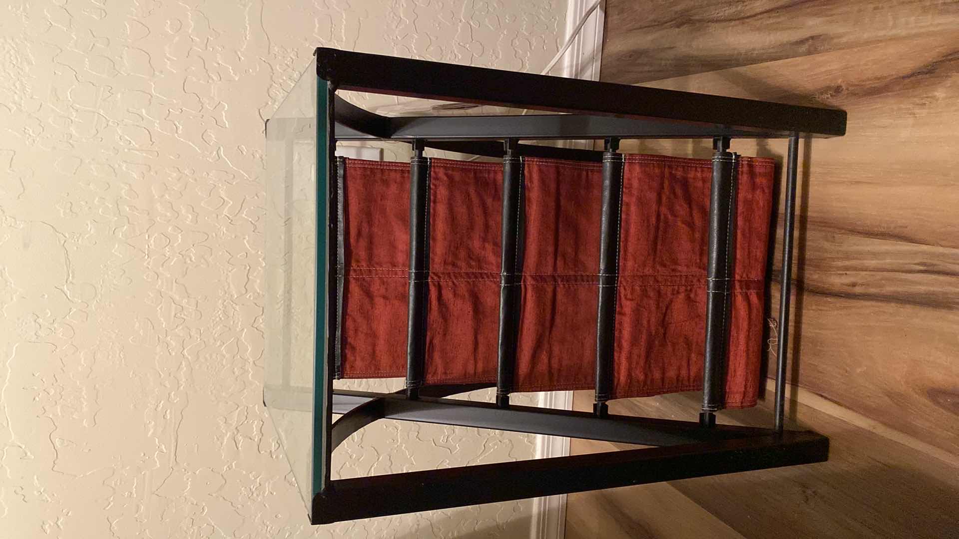 Photo 1 of KAYA METAL AND GLASS MAGAZINE TABLE 14” X 16” H21”