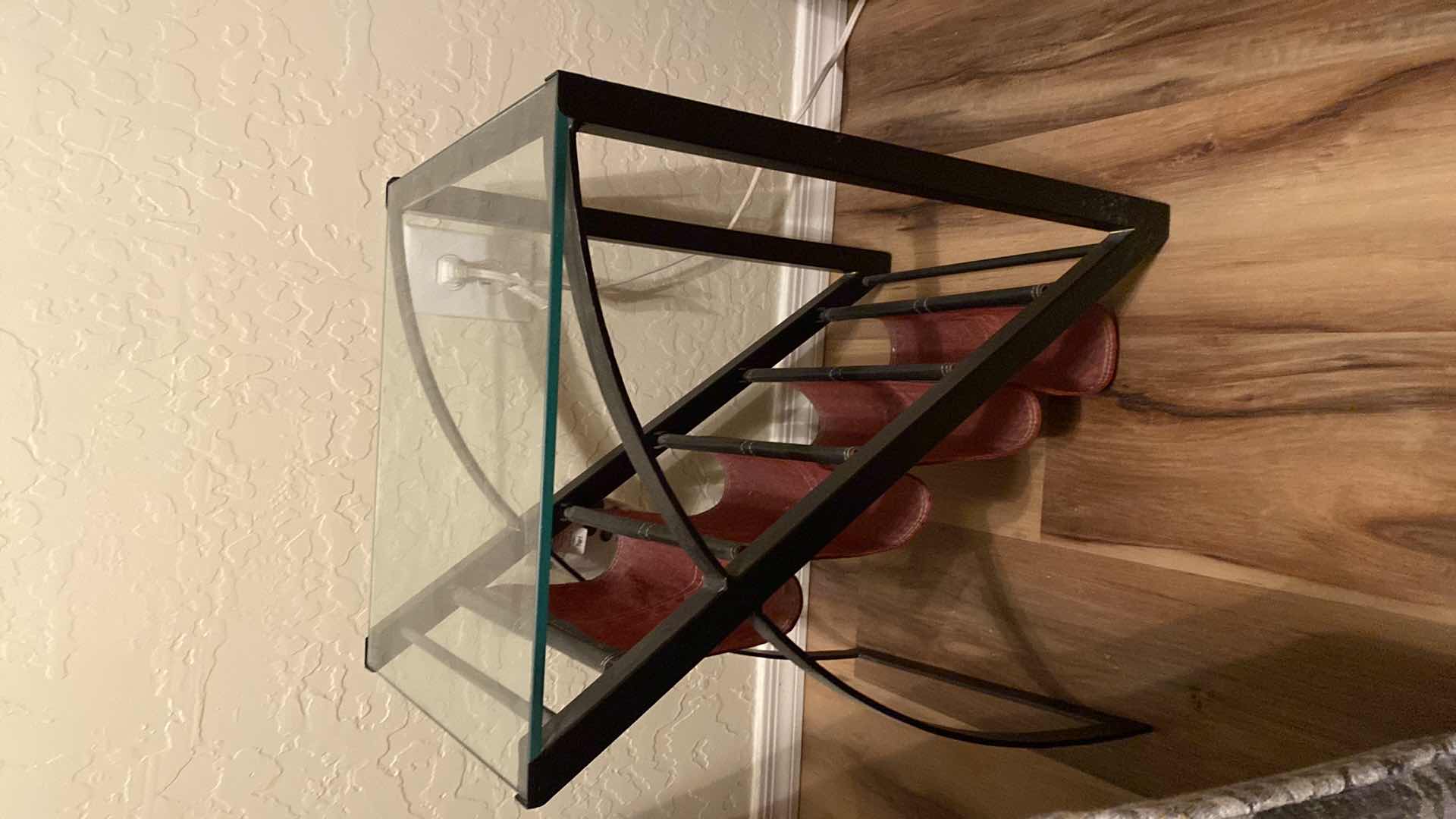 Photo 1 of KAYA METAL AND GLASS MAGAZINE TABLE 14” X 16” H21”