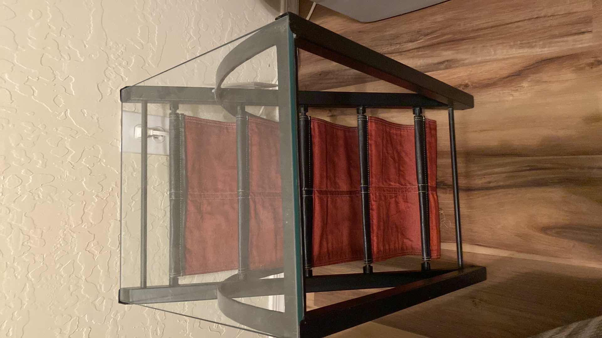 Photo 1 of KAYA METAL AND GLASS MAGAZINE TABLE 14” X 16” H21”